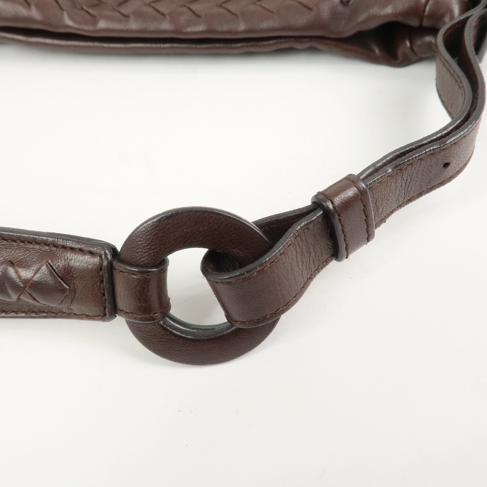 BOTTEGA VENETA Intrecciato Leather Shoulder Bag Brown 133507