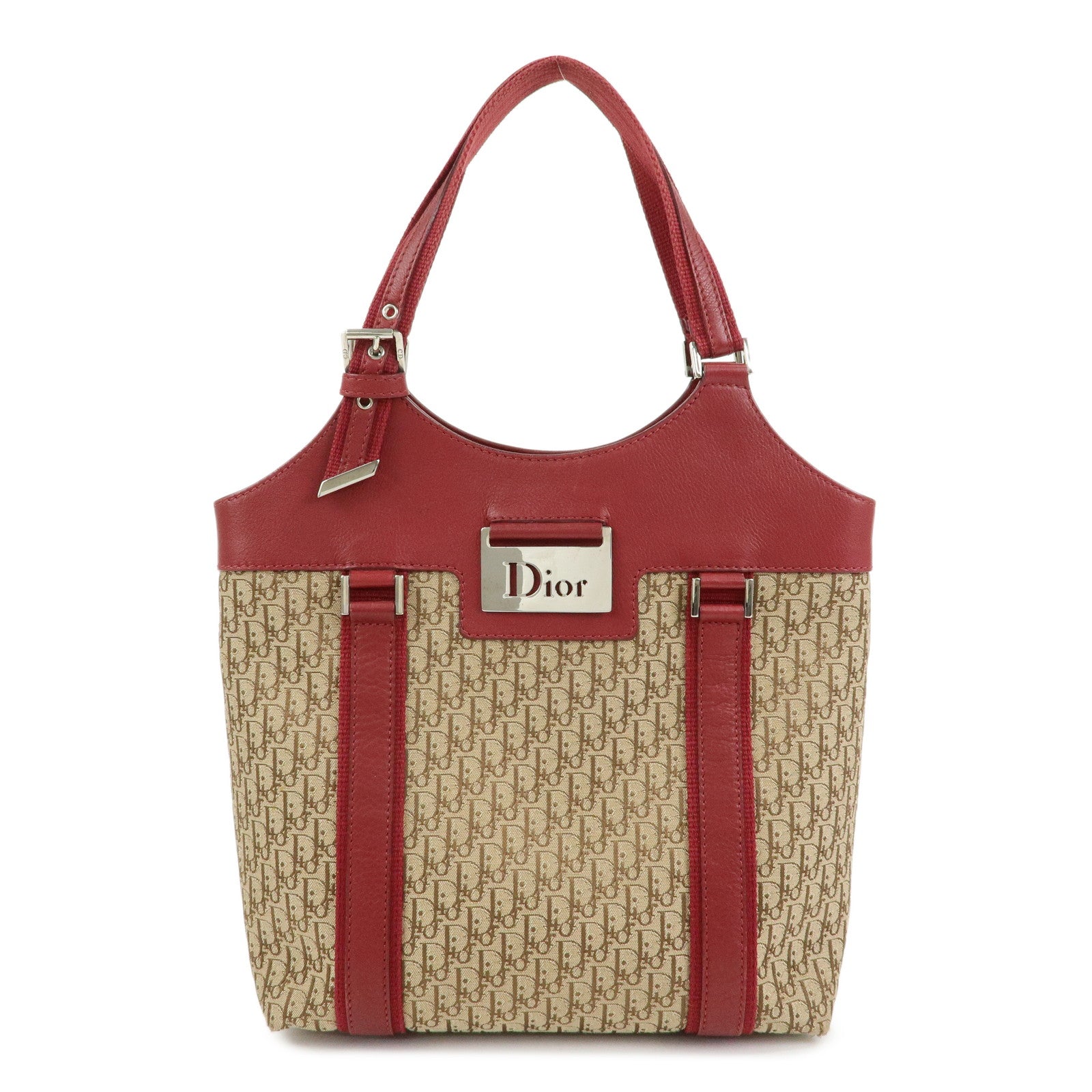Christian Dior Street Chic Trotter Jaquard Canvas Leather Hand Bag