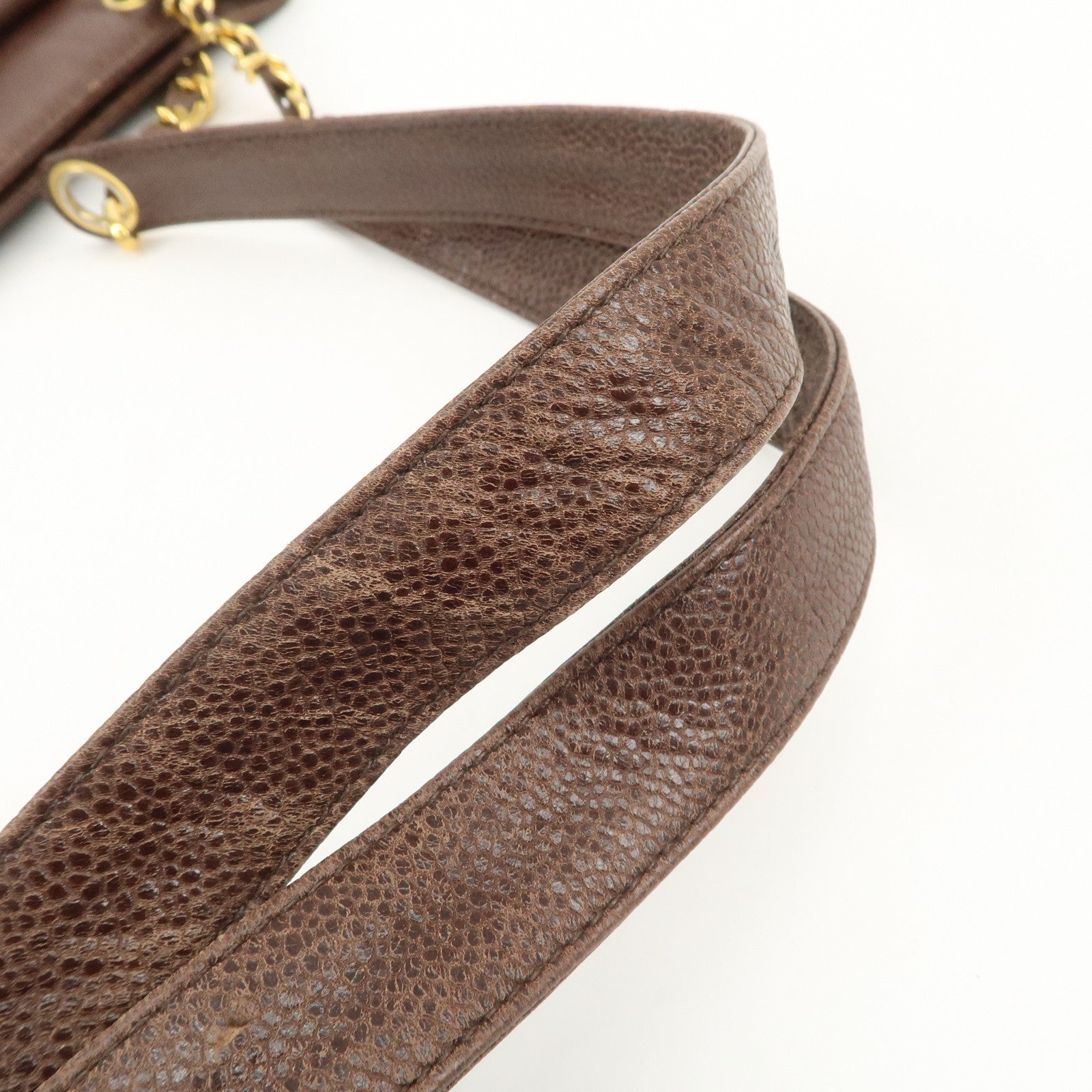 CHANEL COCO Mark Caviarskin Shoulder Bag Brown Gold