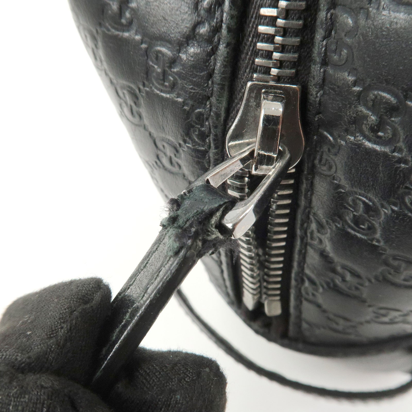 GUCCI Micro Guccissima Leather Hand Bag Clutch Bag Black 419775