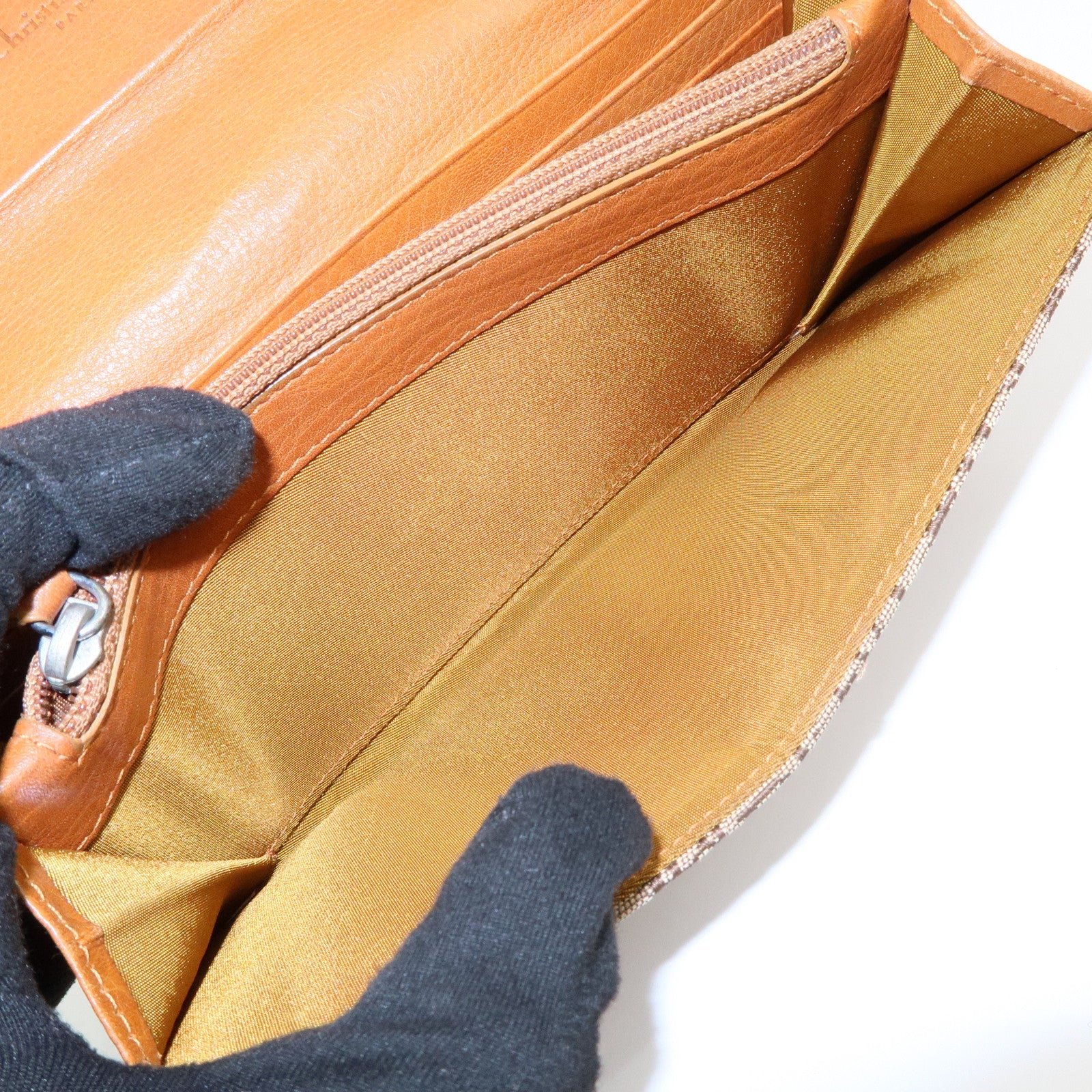 Christian Dior Trotter Street Chic Canvas Leather Long Wallet Brown