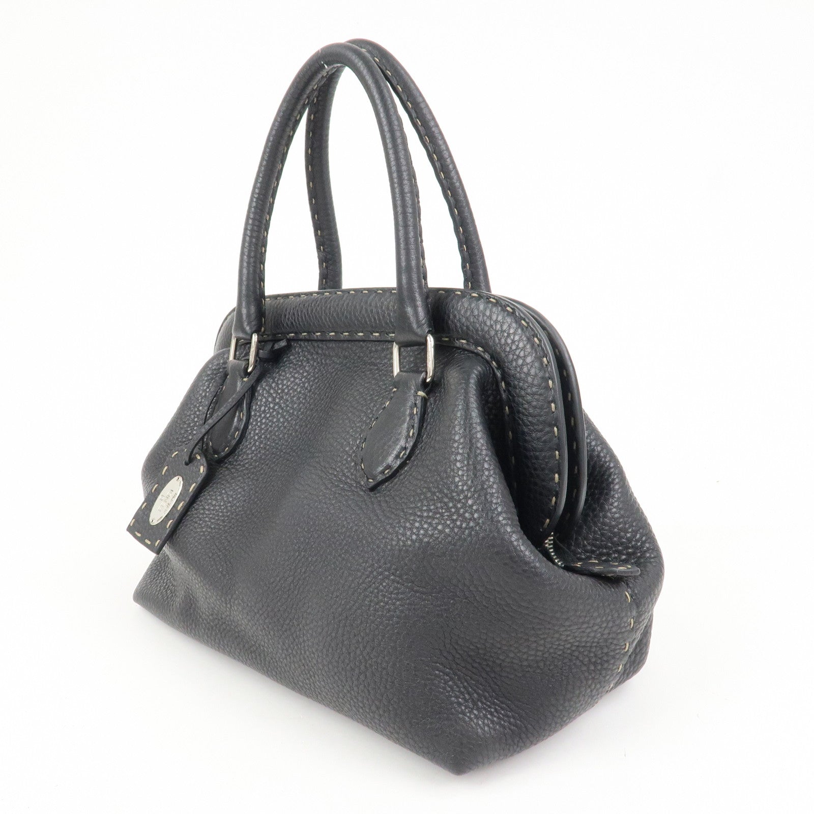 FENDI Seleria Doctor's Bag Hand Bag Black 8BN075