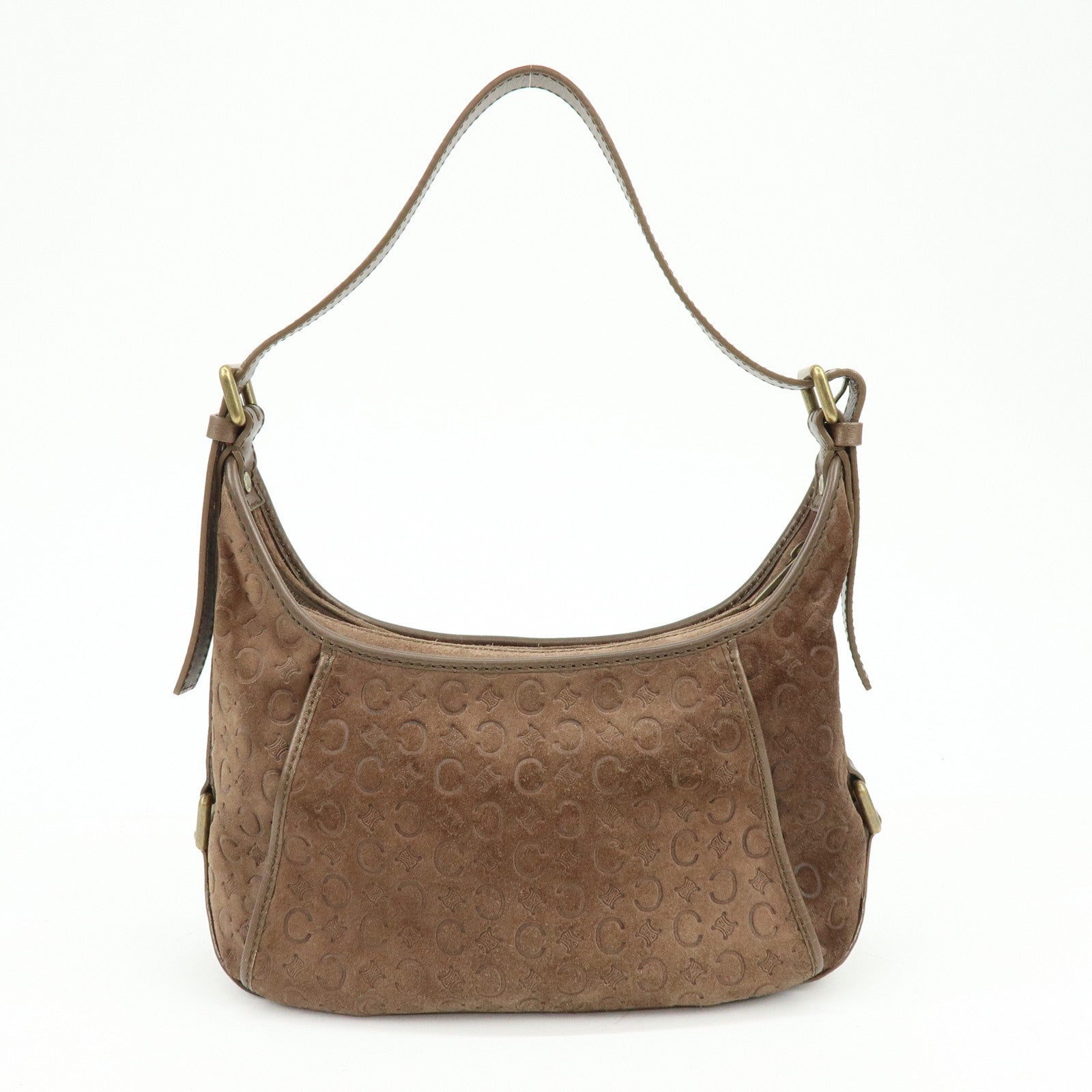 CELINE C Macadam Suede Leather Shoulder Bag Hand Bag Brown