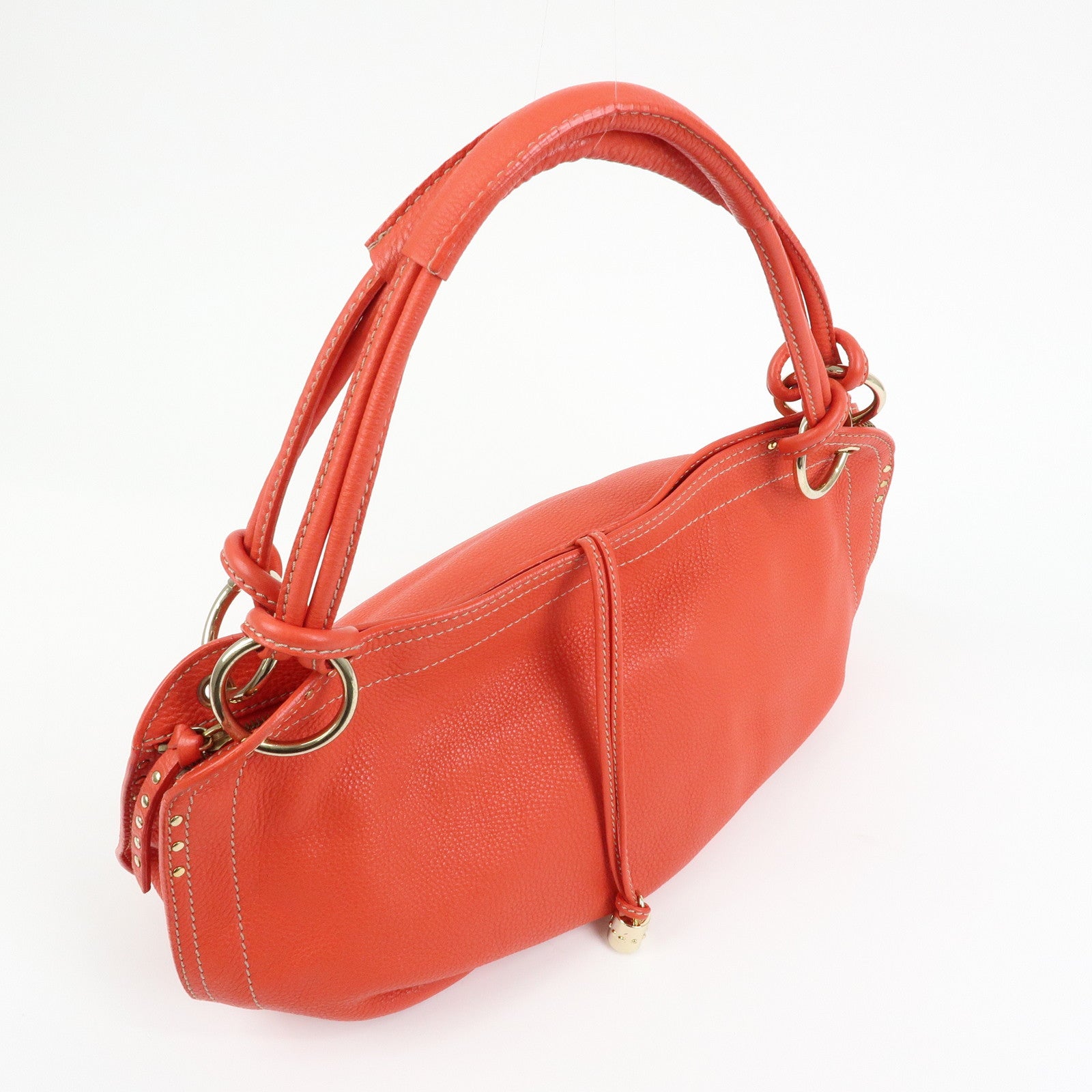 CELINE Bittersweet Leather Shoulder Bag Hand Bag Tote Bag Red