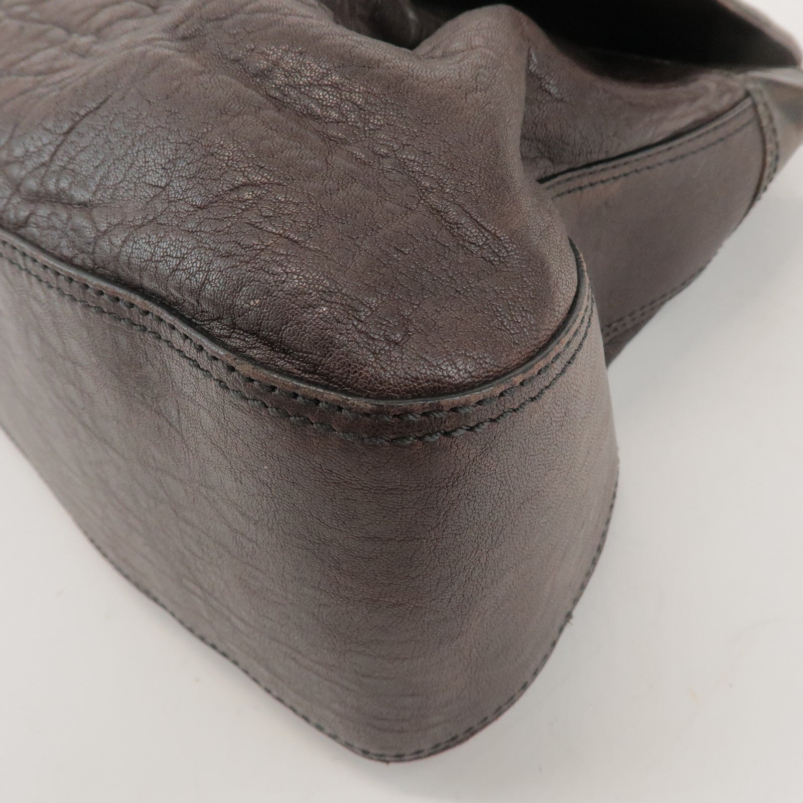 FENDI Zucca Leather PVC Coated Canvas B Bag Boston Bag Brown 8BN166