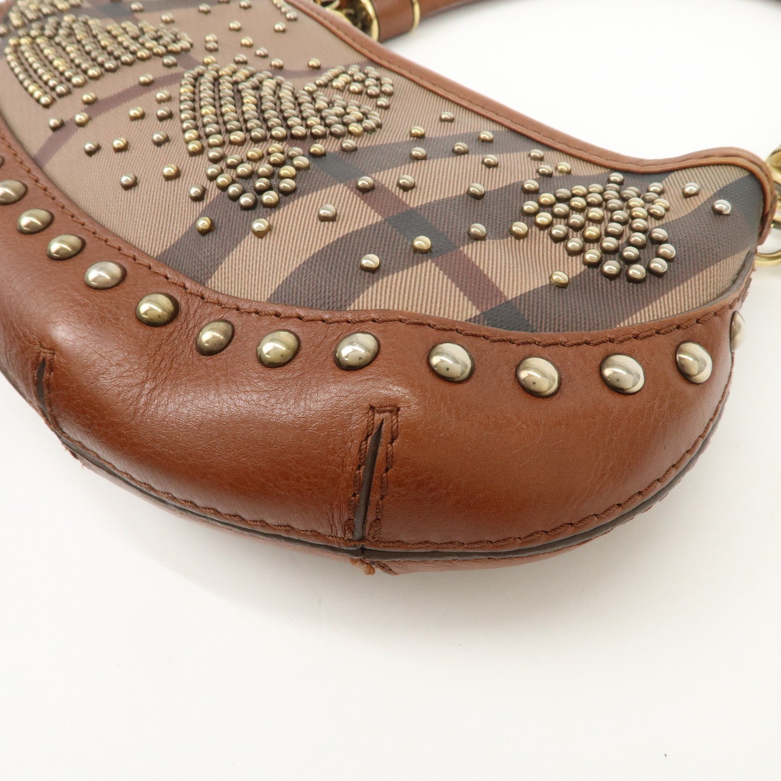 BURBERRY Heart Studs PVC Leather 2Way Bag Shoulder Hand Bag Brown