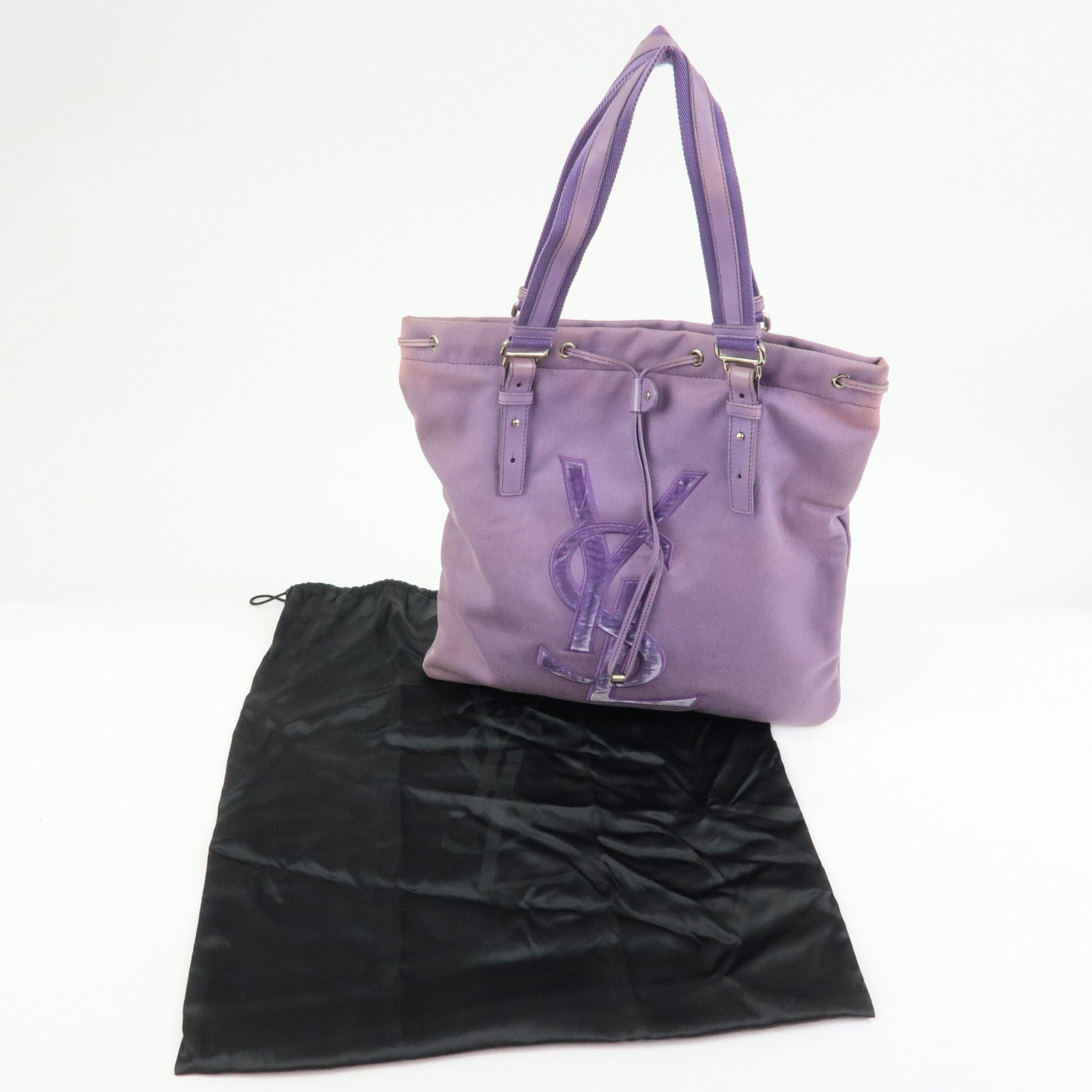 SAINT LAURENT PARIS Kahala Cassandra Canvas Tote Bag Purple 121631