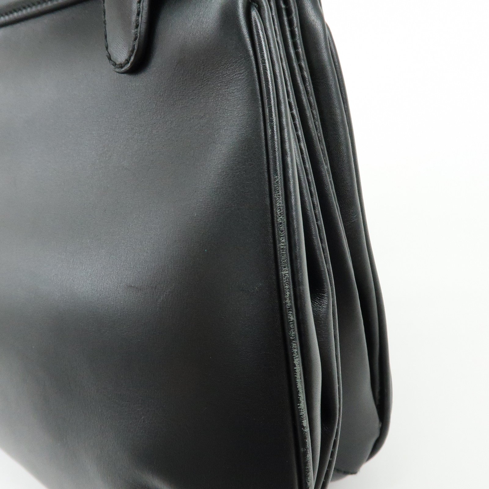 GUCCI Logo Leather Turn-lock Hand Bag Black 102119