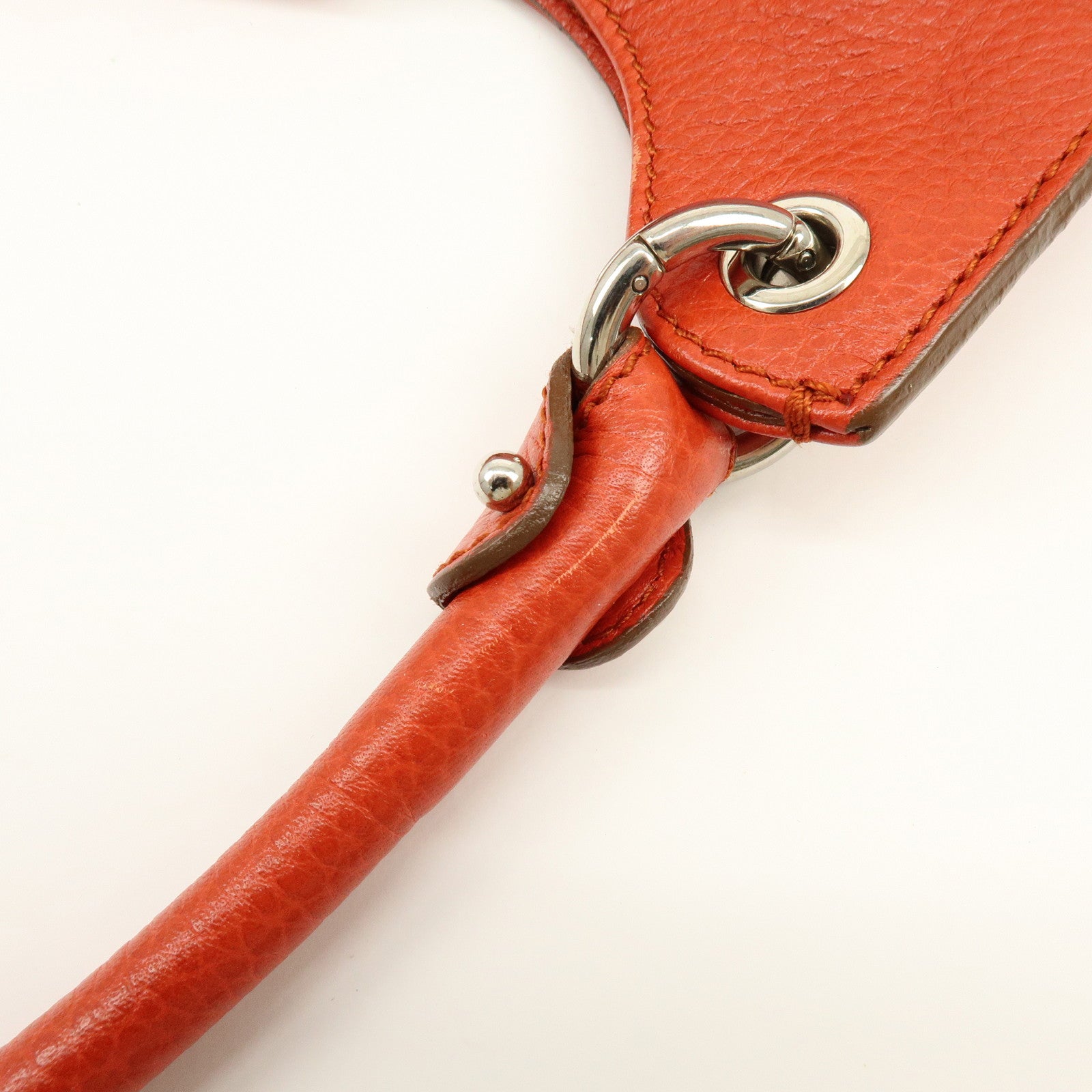 Ferragamo Gancini Leather Shoulder Bag Hand Bag Orange