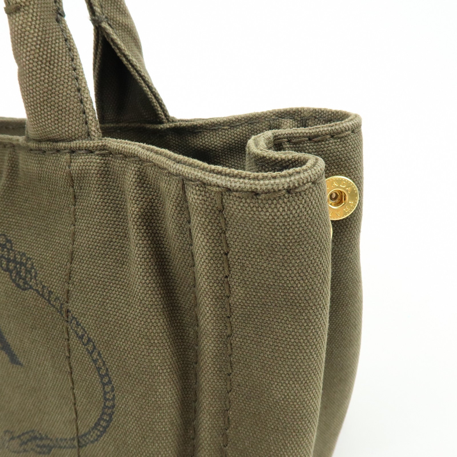 PRADA Triangle Log Canapa Mini 2Way Hand Shoulder Bag Khaki B2439G