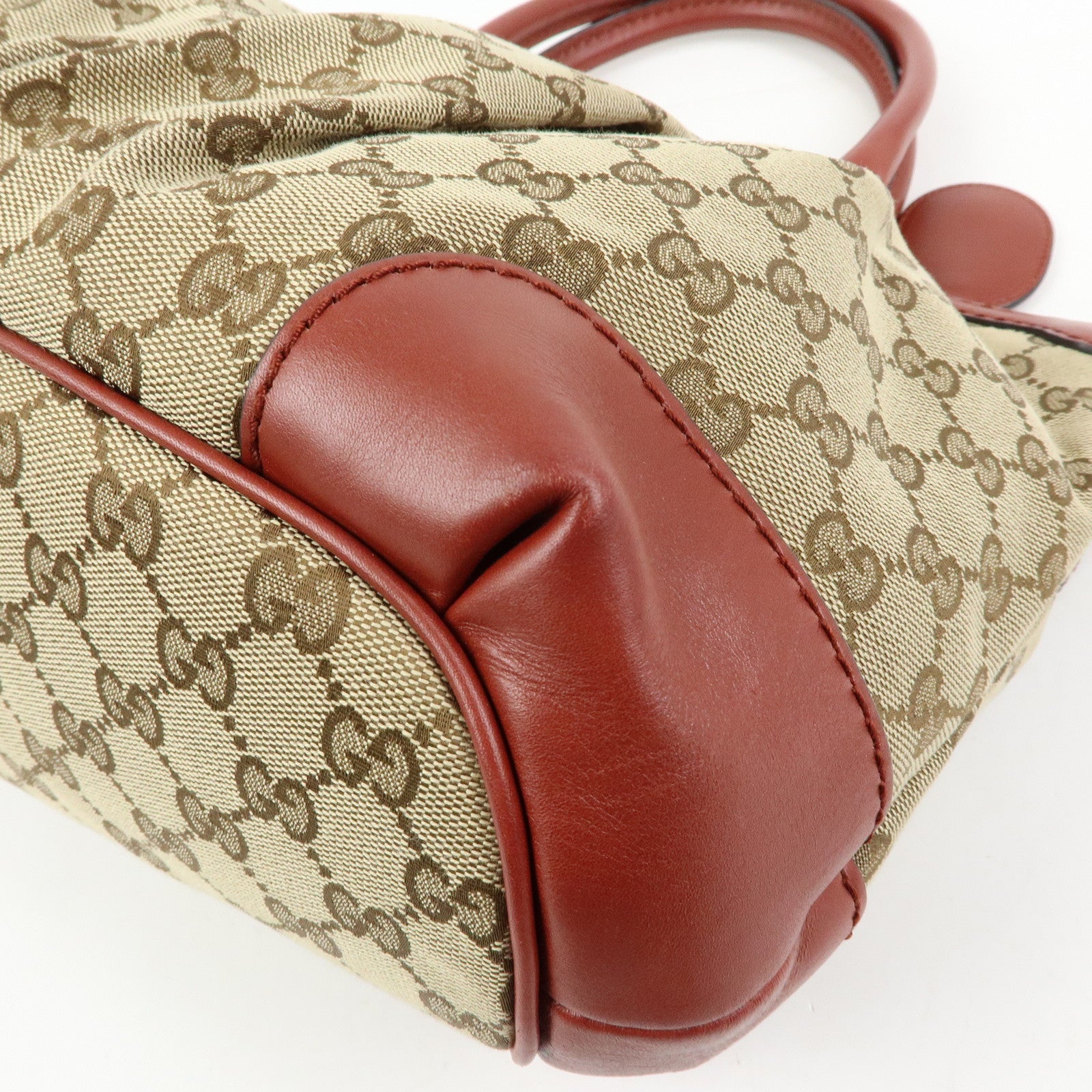 GUCCI Interlocking G GG Canvas Leather 2Way Bag Beige Red 247902