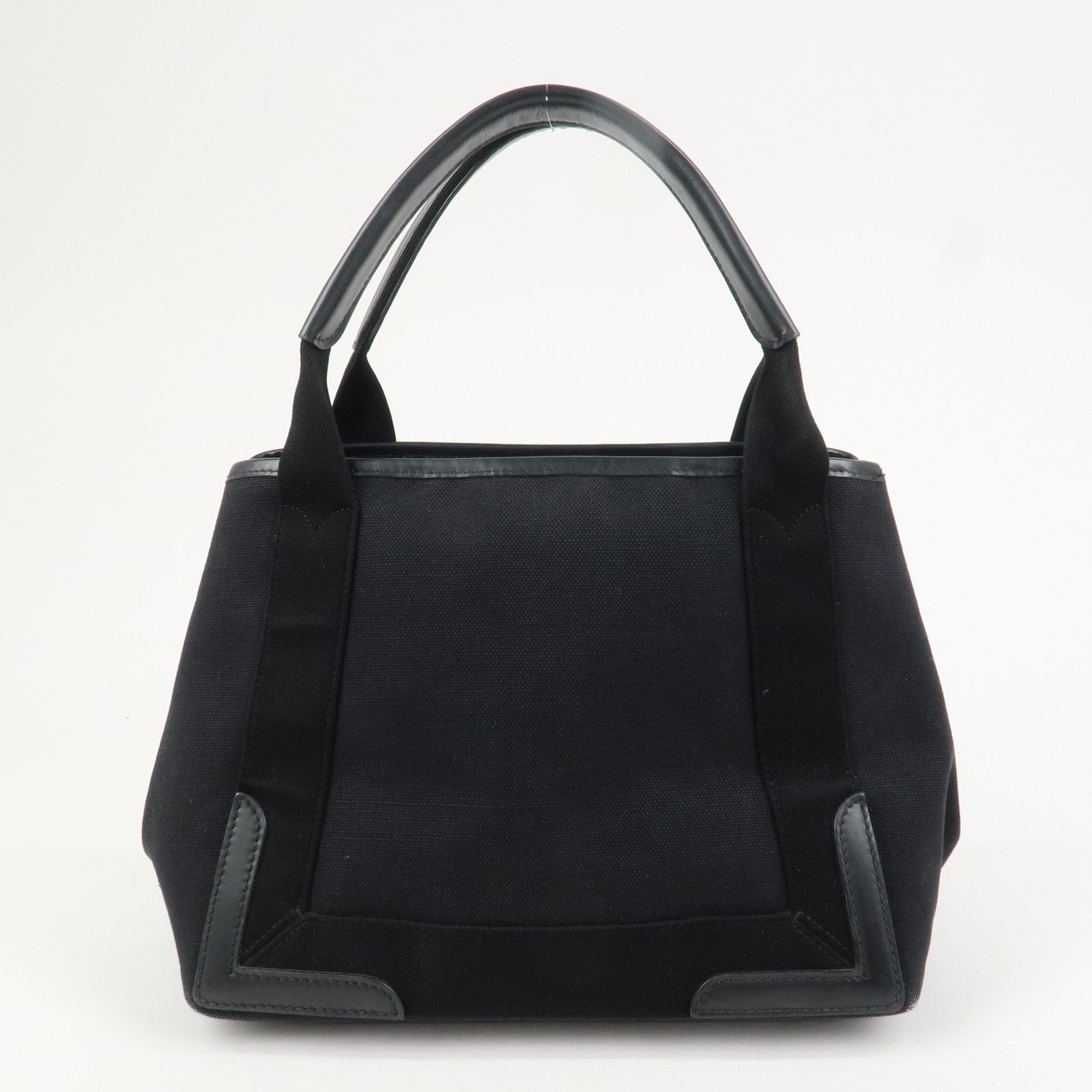 BALENCIAGA Navy Cabas S Leather Tote Bag Hand Bag Black 339933