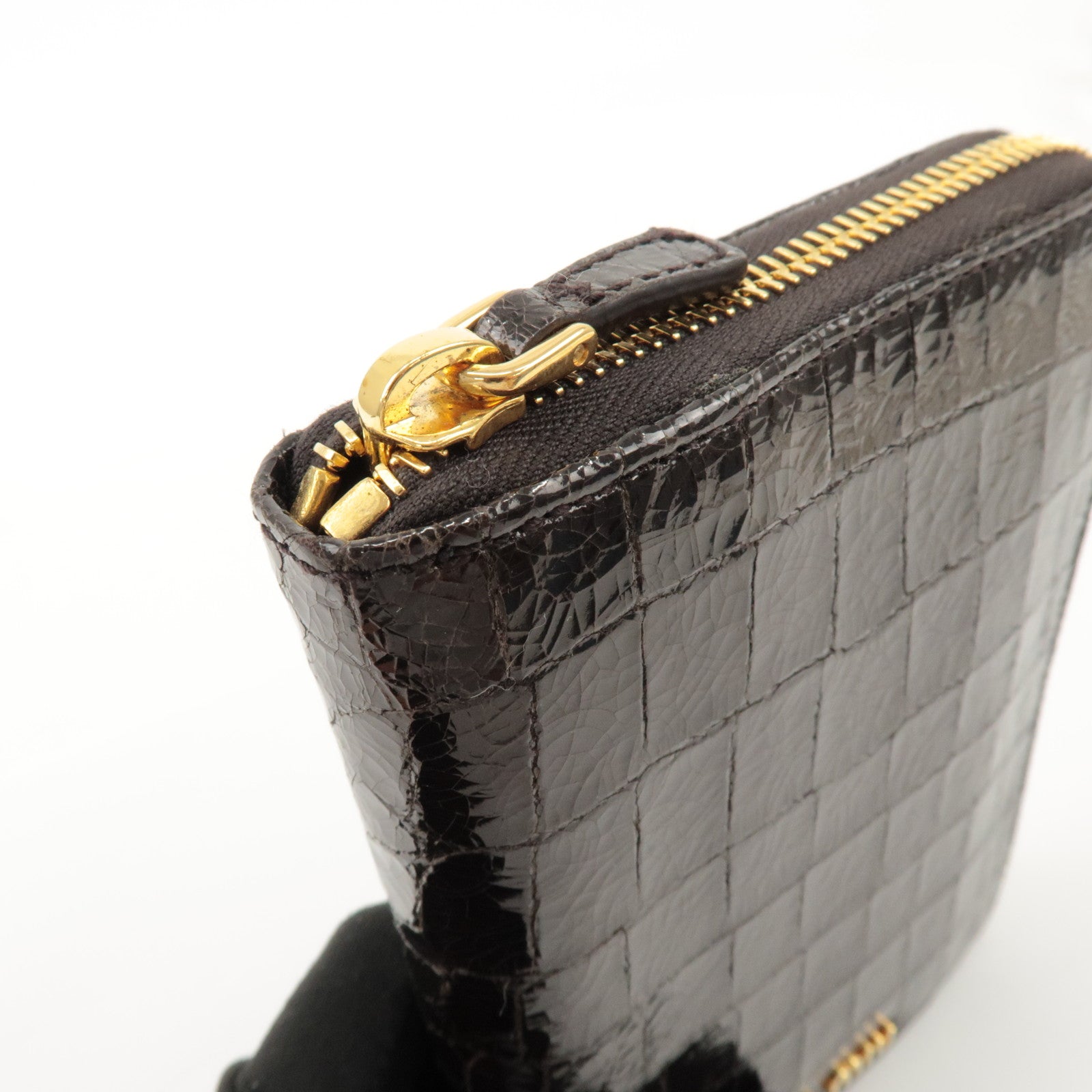MIU MIU Logo Leather Agenda Panner Cover Gold HDW Black Used