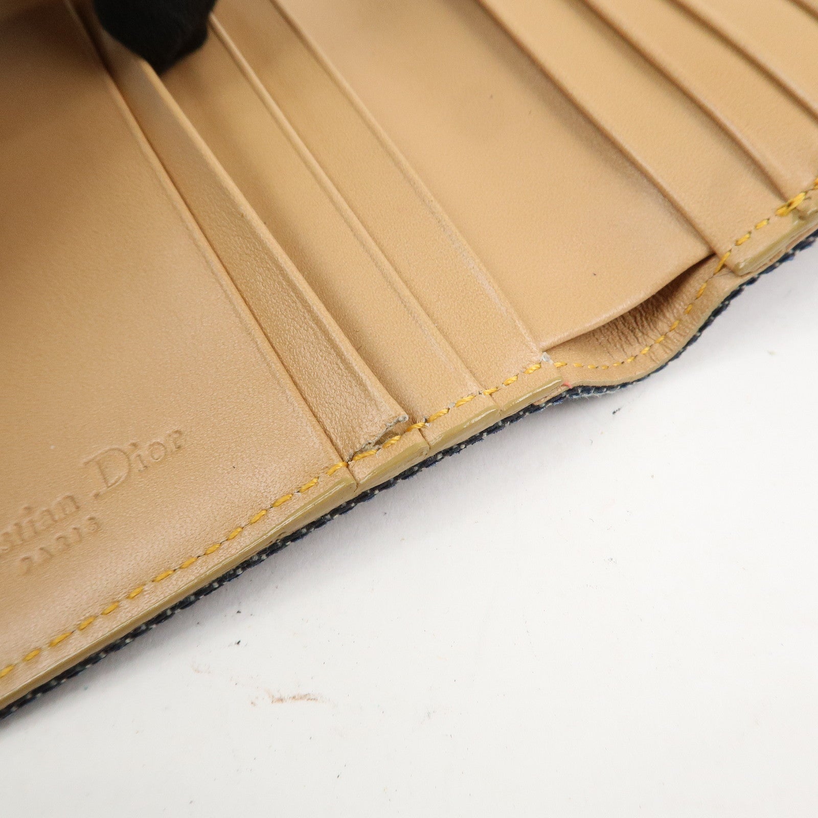 Christian Dior Saddle Denim Leather Compact Wallet Indigo Blue