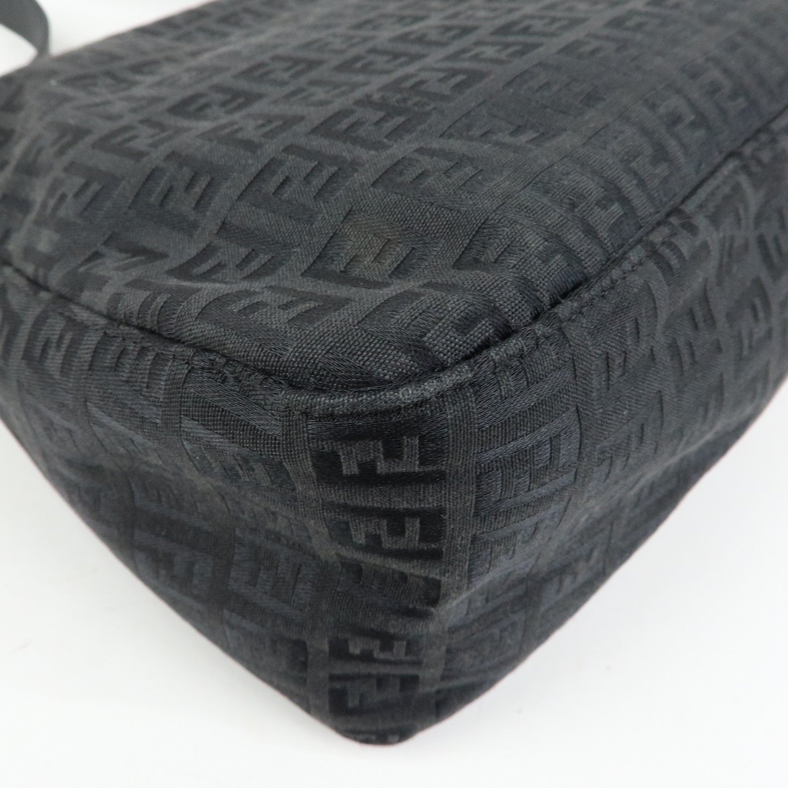 FENDI Zucchino Mamma Baguette Nylon Leather Shoulder Bag 8BR001