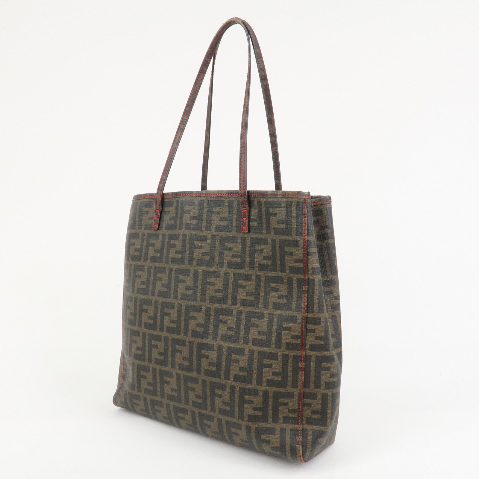 FENDI Zucca PVC Canvas Tote Bag Shoulder Bag Brown Black 8BH211