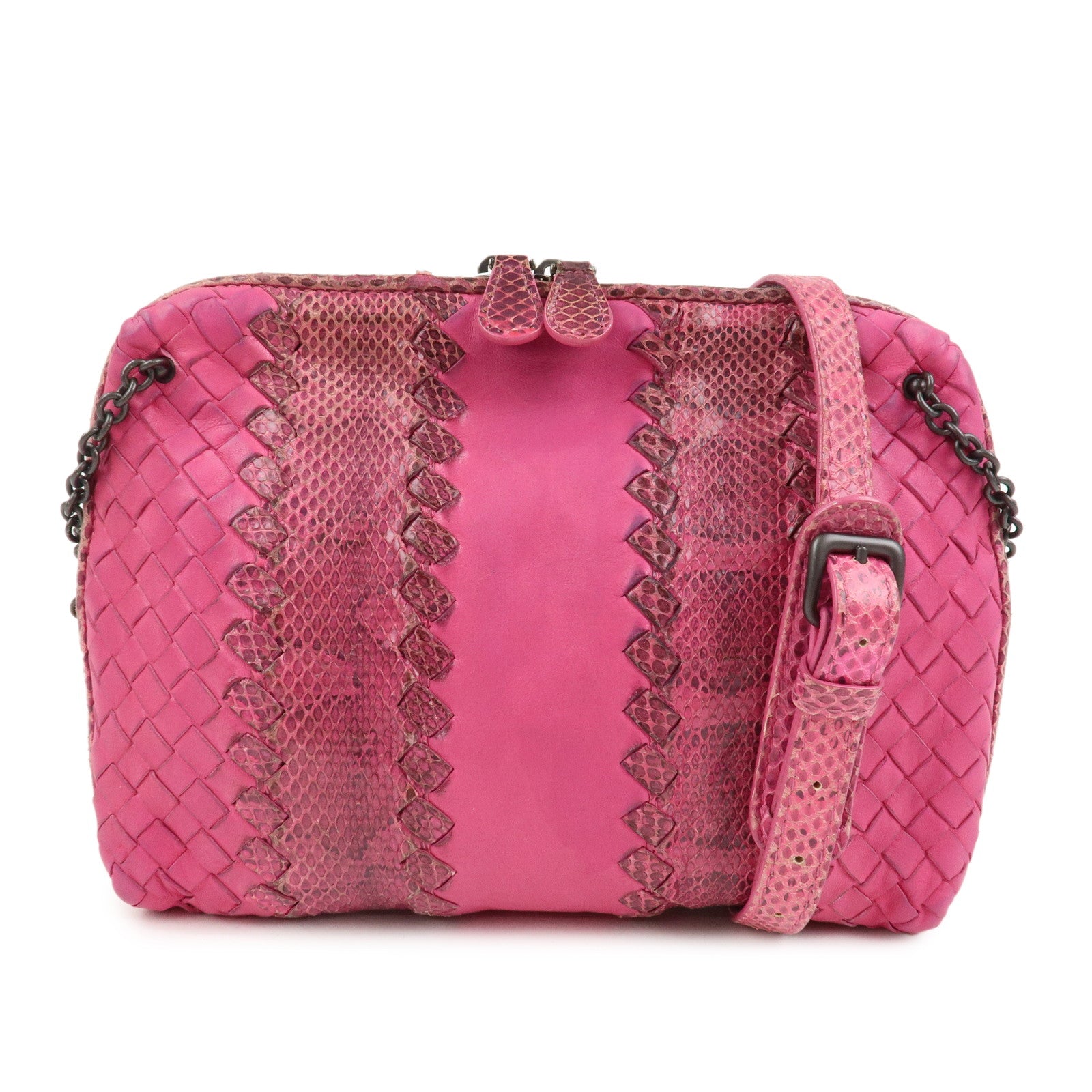 BOTTEGA VENETA Intrecciato Leather Shoulder Bag Crossbody Bag Pink