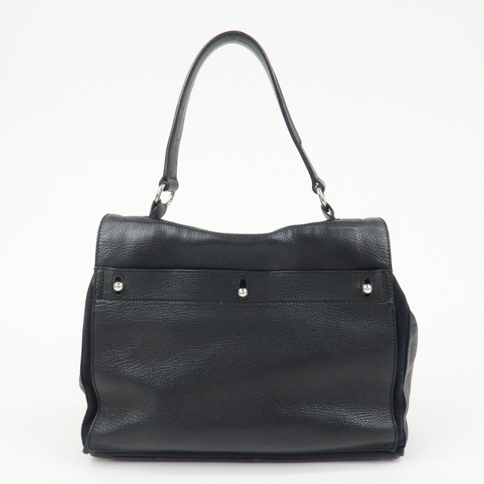SAINT LAURENT PARIS Leather Canvas Muse Two Hand Shoulder Bag Black