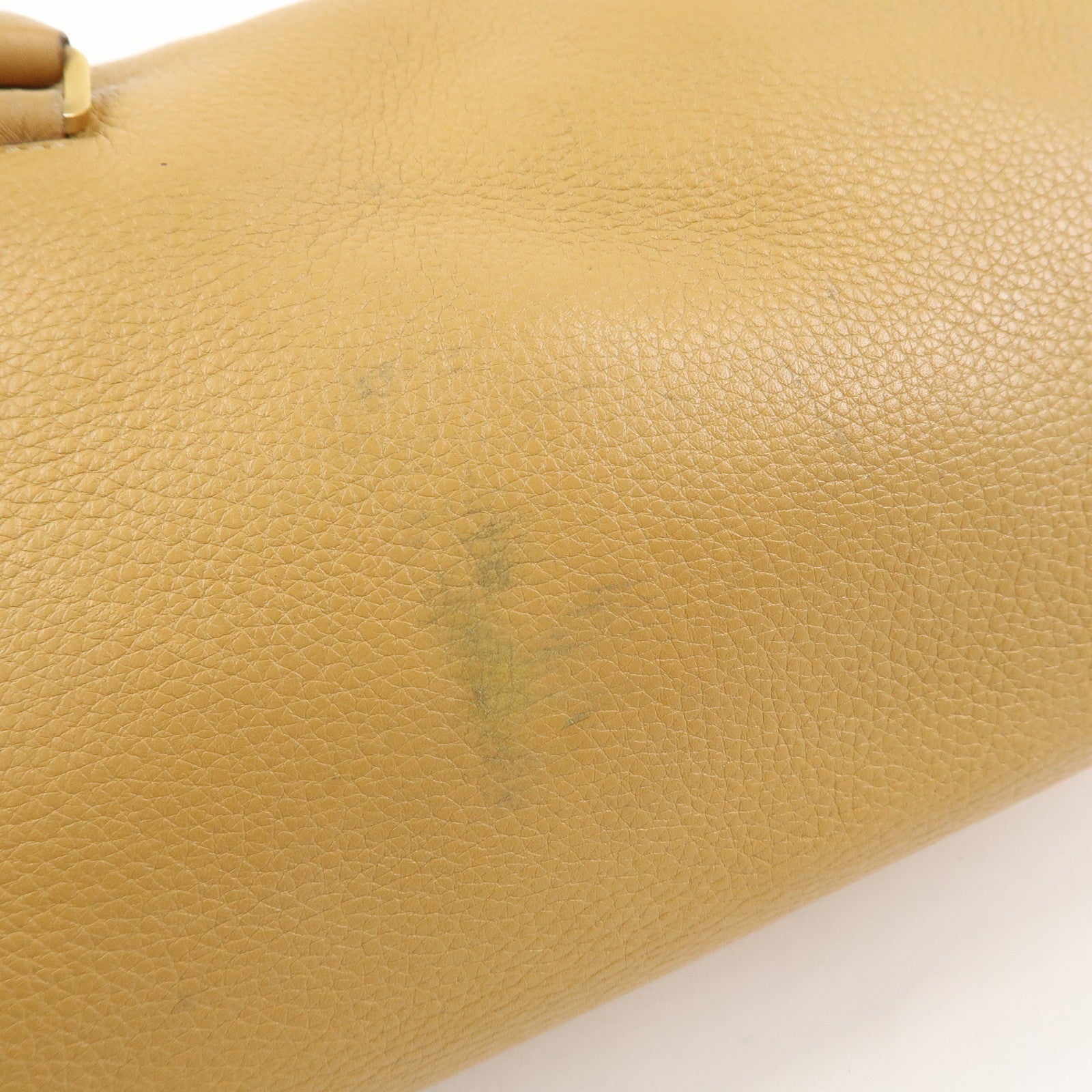 PRADA Leather Hand Bag Boston Bag Hand Bag Beige