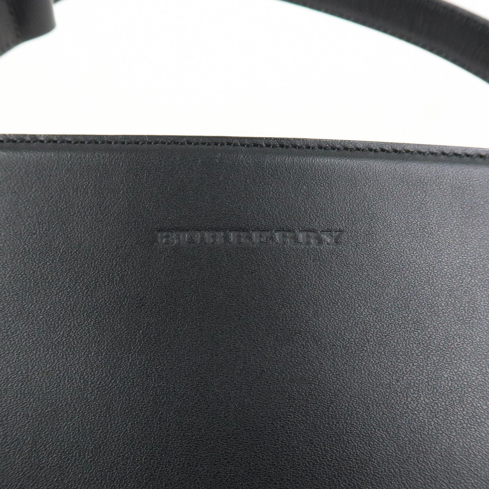 BURBERR Logo Cotton Leather Adjustable Hand Bag Shoulder Bag Black