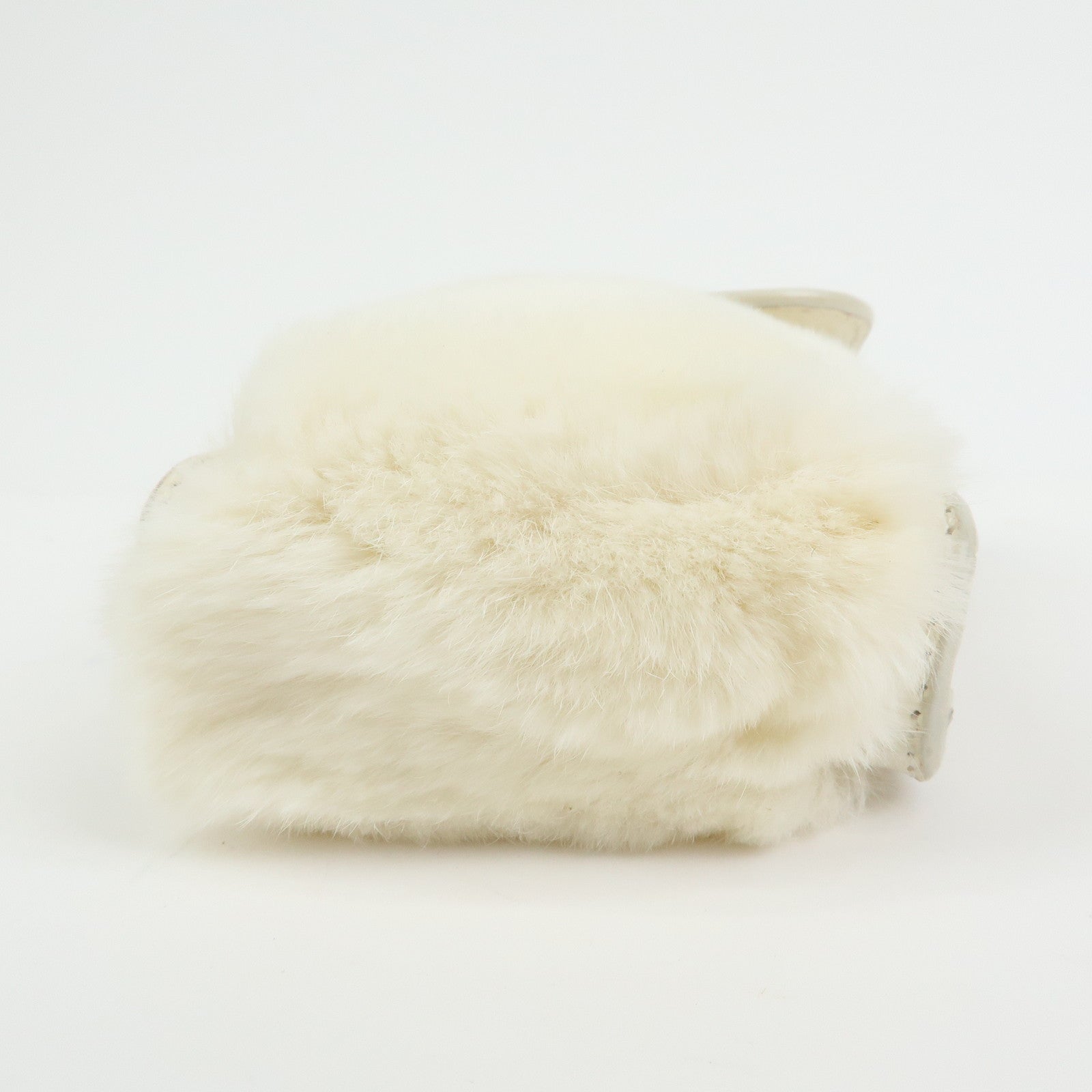 CELINE Triomphe Leather Lapin Fur Shoulder Bag Crossbody Bag Ivory