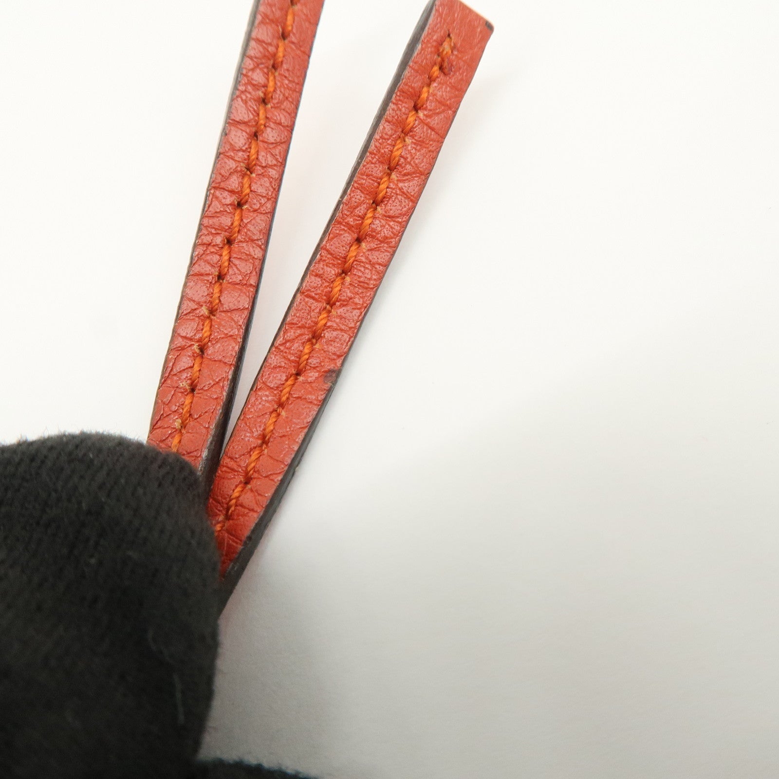 GUCCI Interlocking G Leather Metal Bag Charm Key Chain Orange Gold