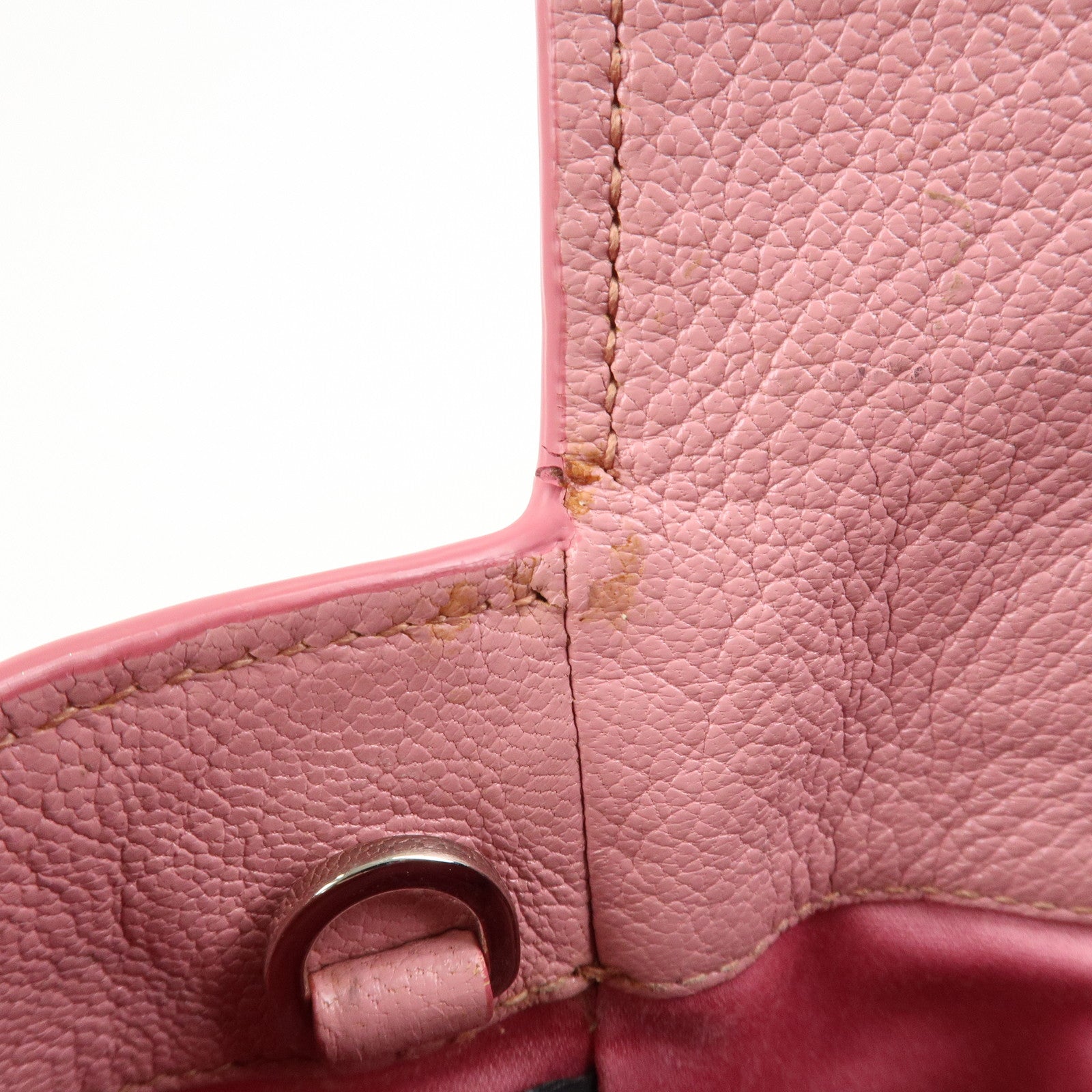 MIU MIU Logo Madras Leather Hand Bag Tote Bag Pink