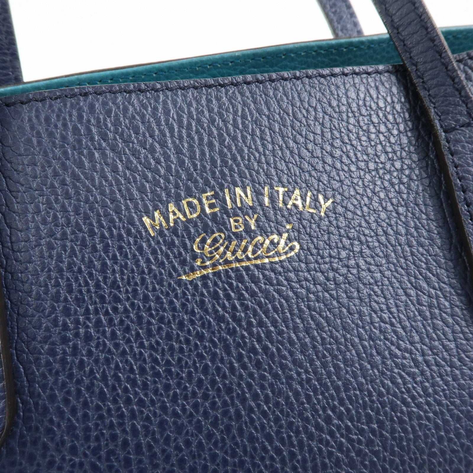 GUCCI Swing Leather Tote Bag Shoulder Bag Navy 354408