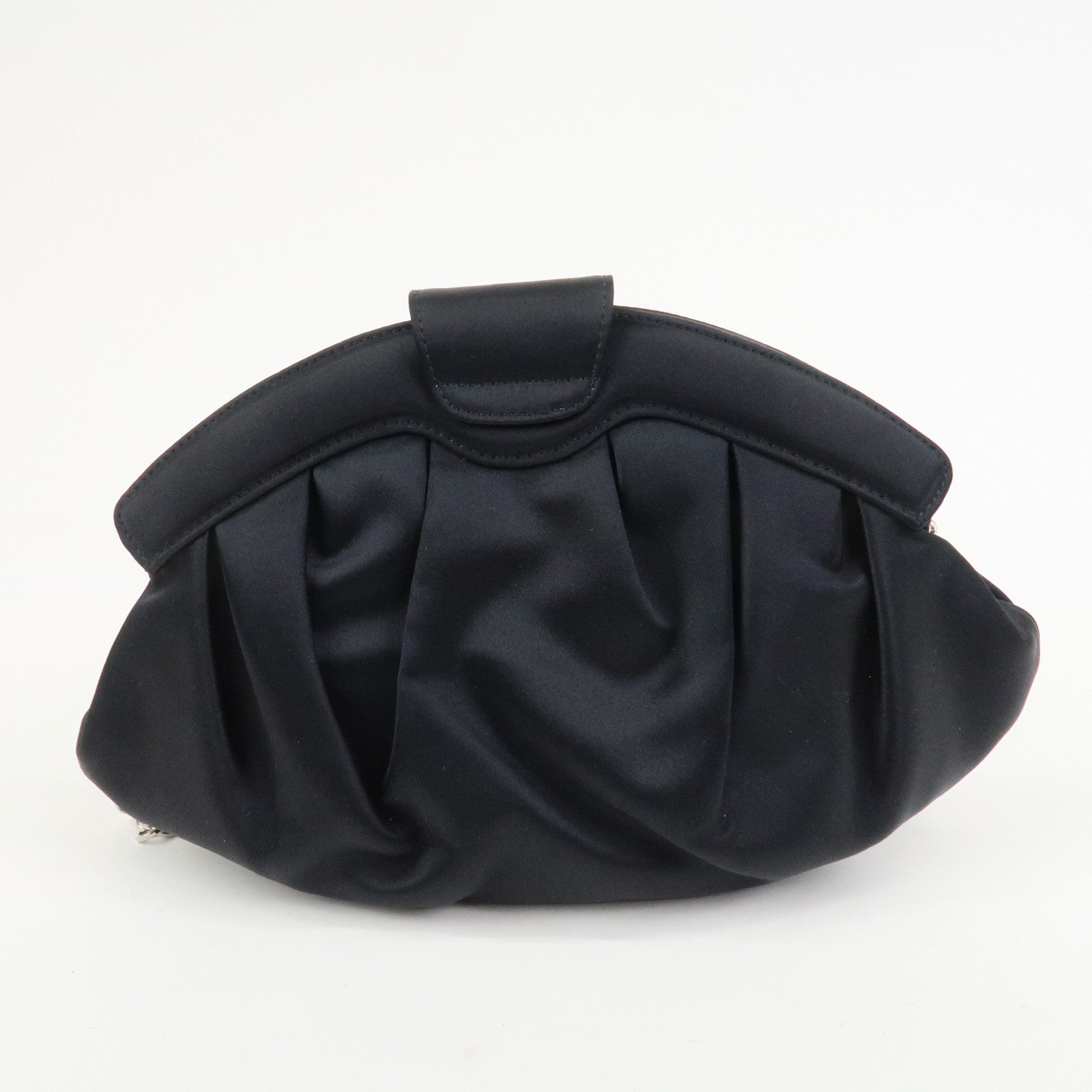 Ferragamo Gancini Satin Shoulder Bag Crossbody Bag Black Q 21 6436