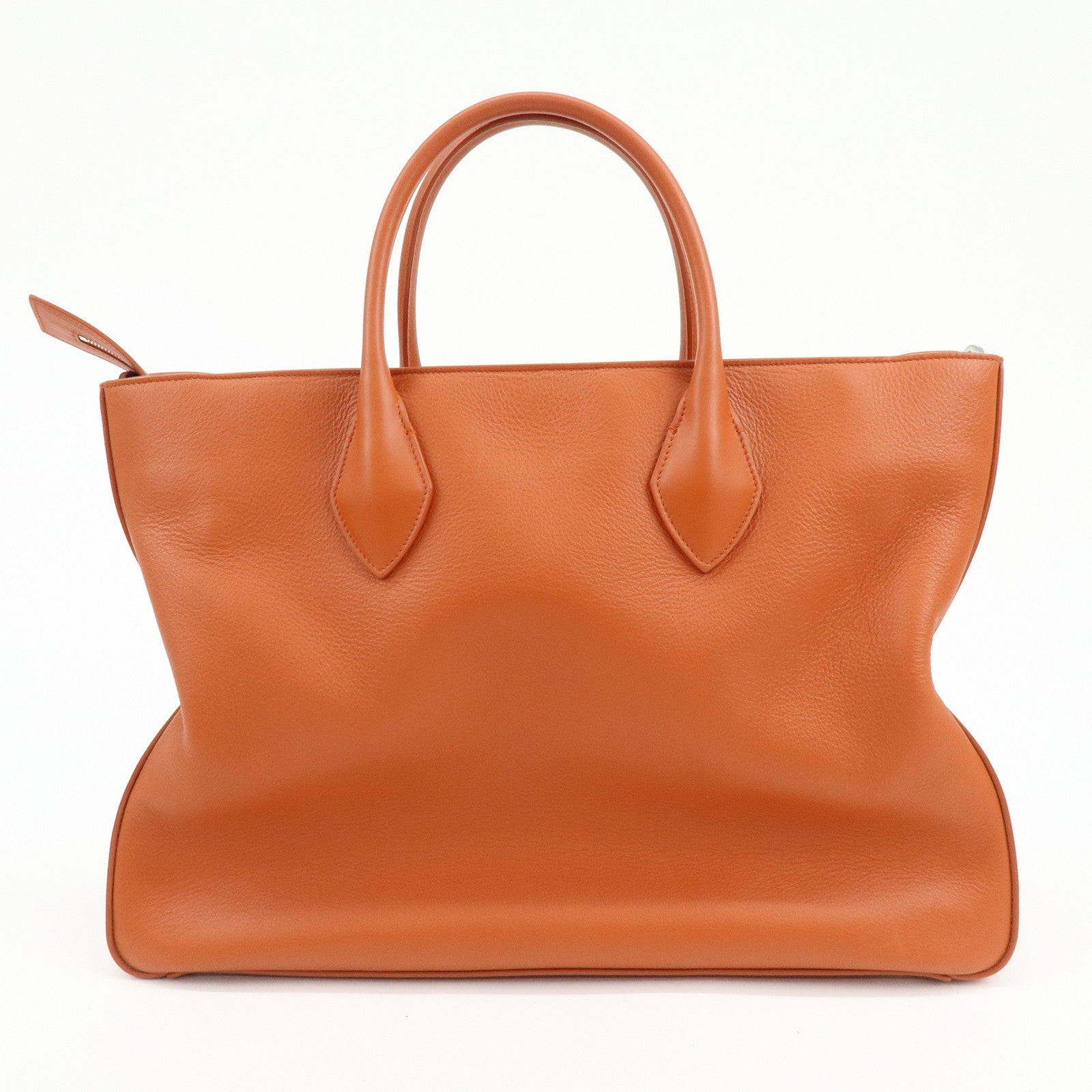 Ferragamo Logo Leather Tote Bag Hand Bag Orange
