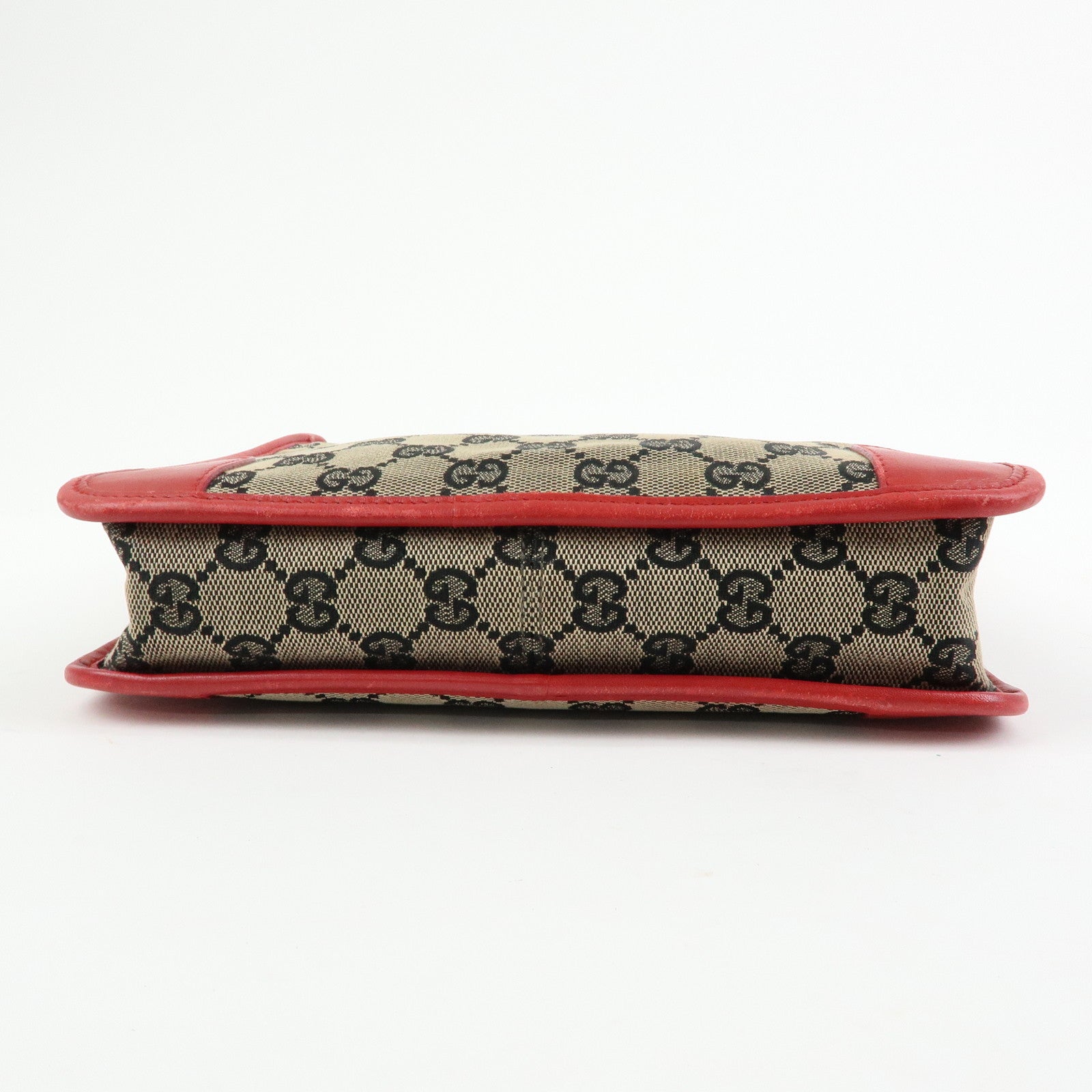 GUCCI GG Canvas Leather Shoulder Bag Hand Bag Beige Red 001・4206