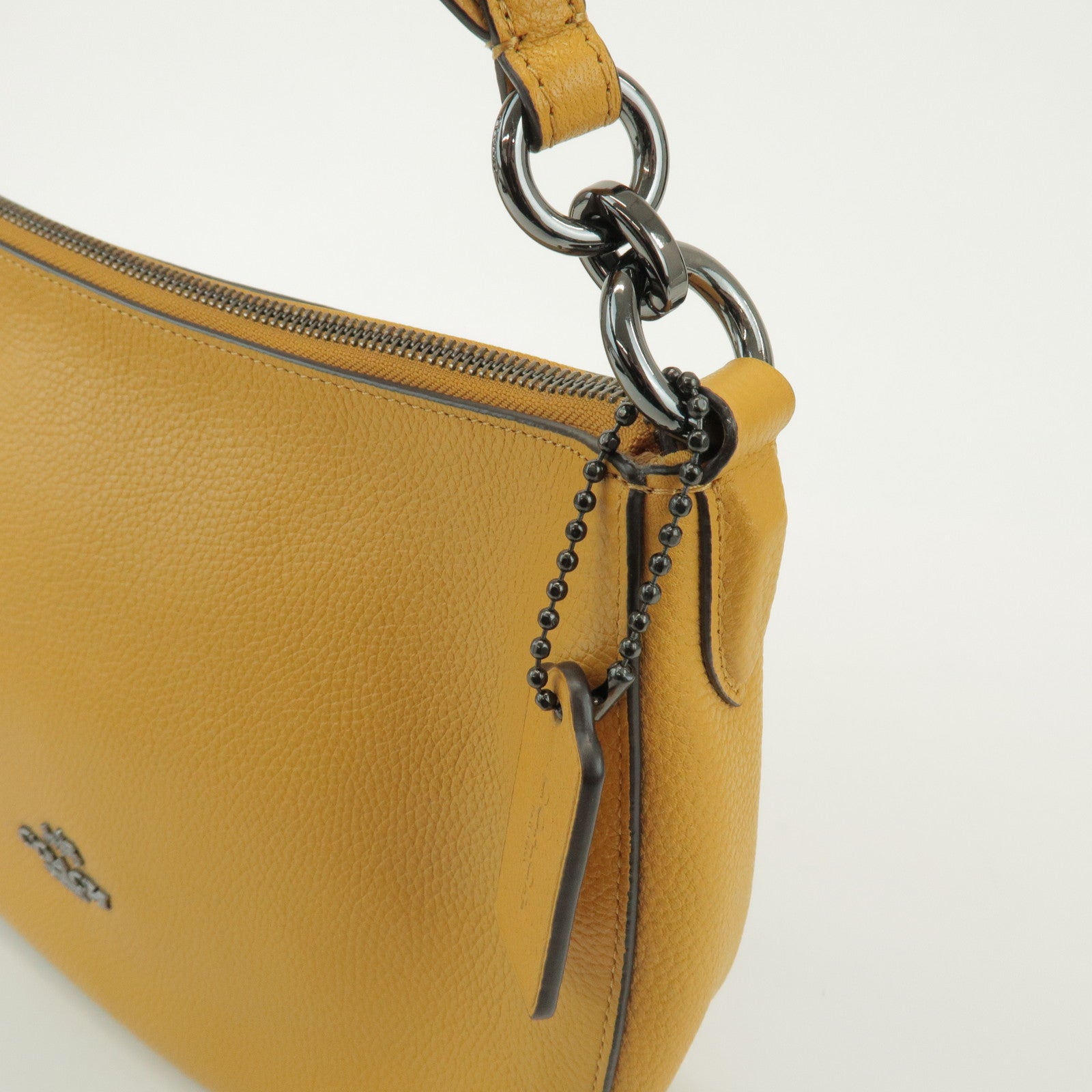COACH Logo Leather 2Way Bag Shoulder Bag Hand Bag Yellow