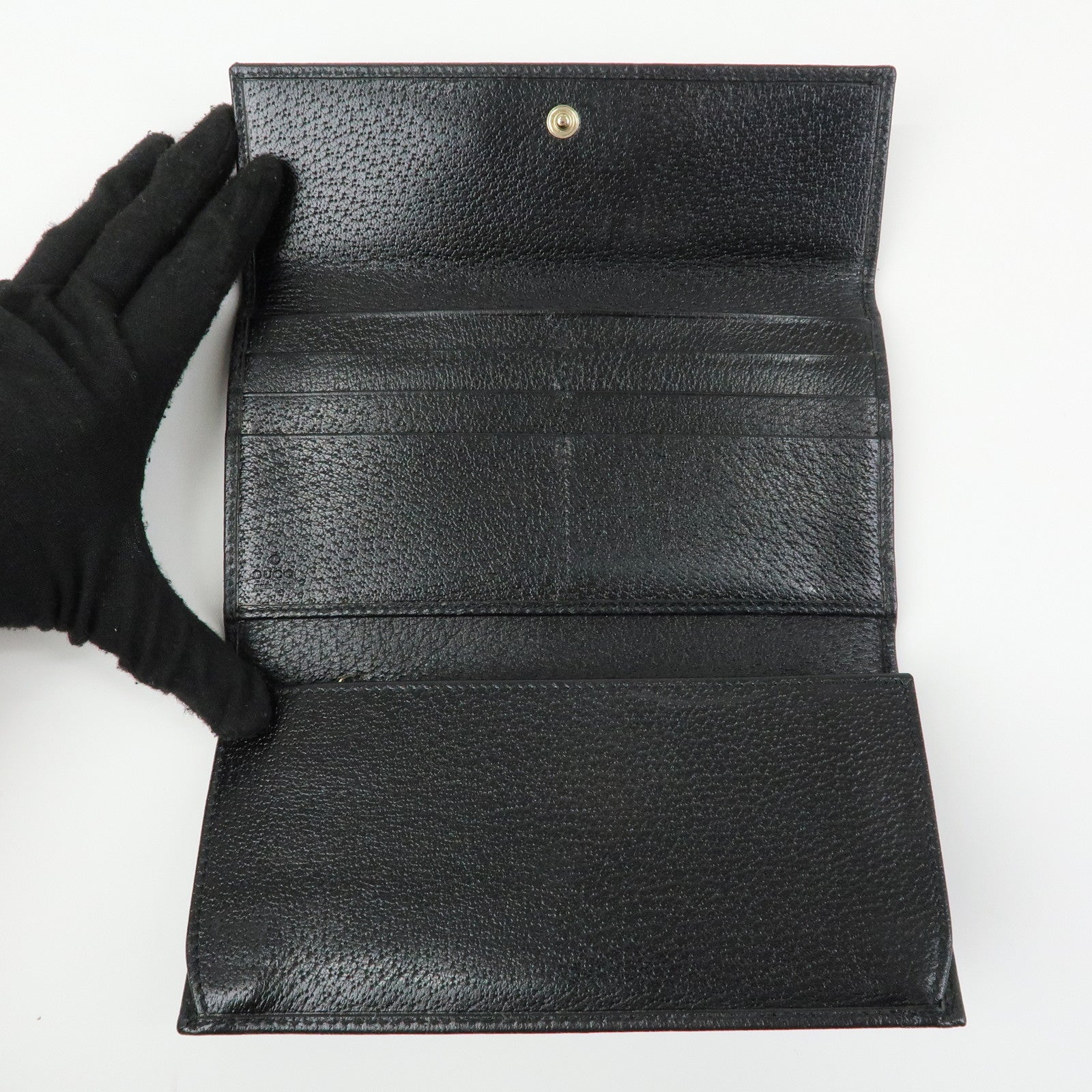 GUCCI  Princy GG Canvas Leather Long Wallet Black 167468