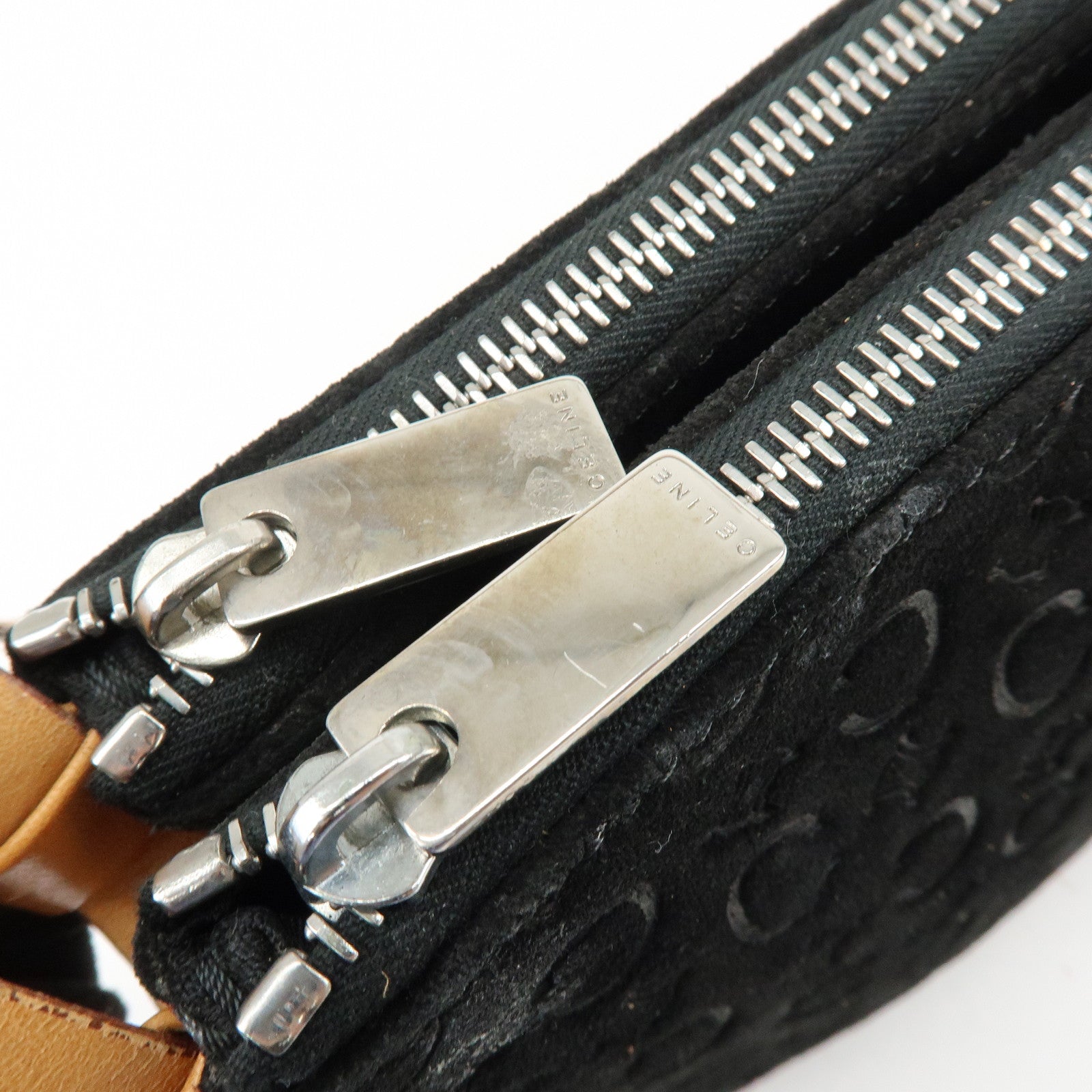CELINE C Macadam Suede Leather Shoulder Bag Hand Bag Black Brown