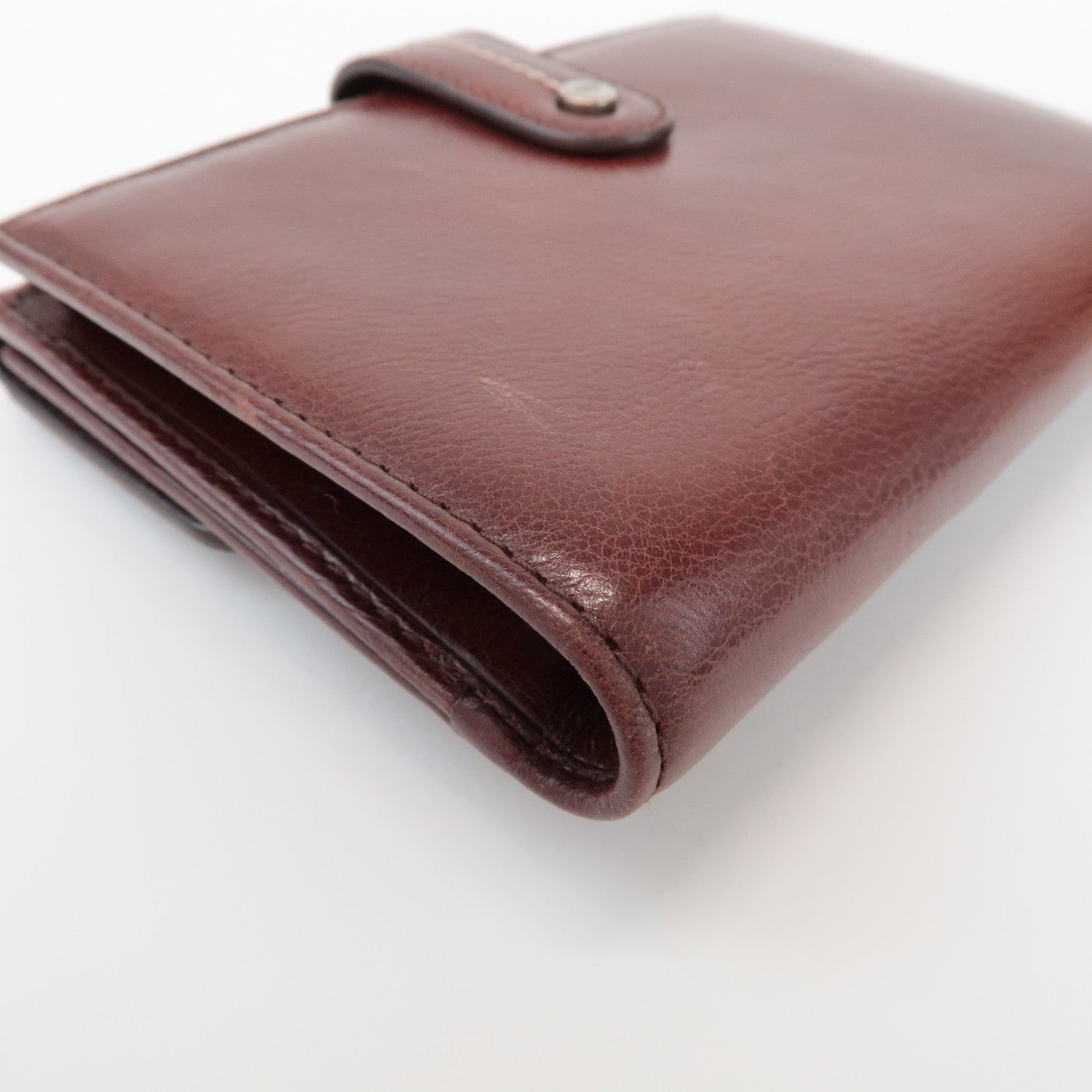 Christian Dior Leather Flower Embroidery Motif Compact Wallet Brown