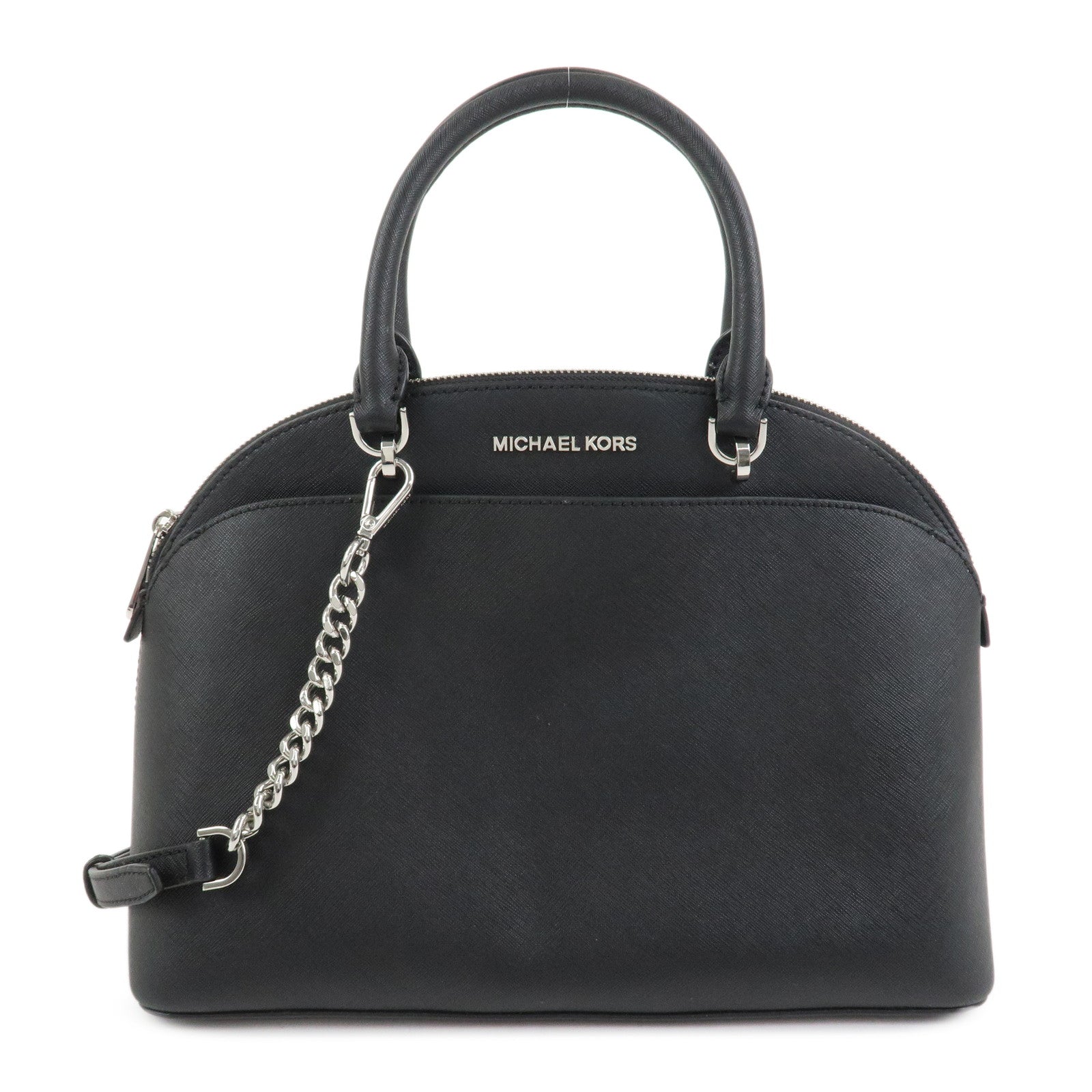 MICHAEL KORS Leather 2 Way Shoulder Bag Hand Bag Black Silver