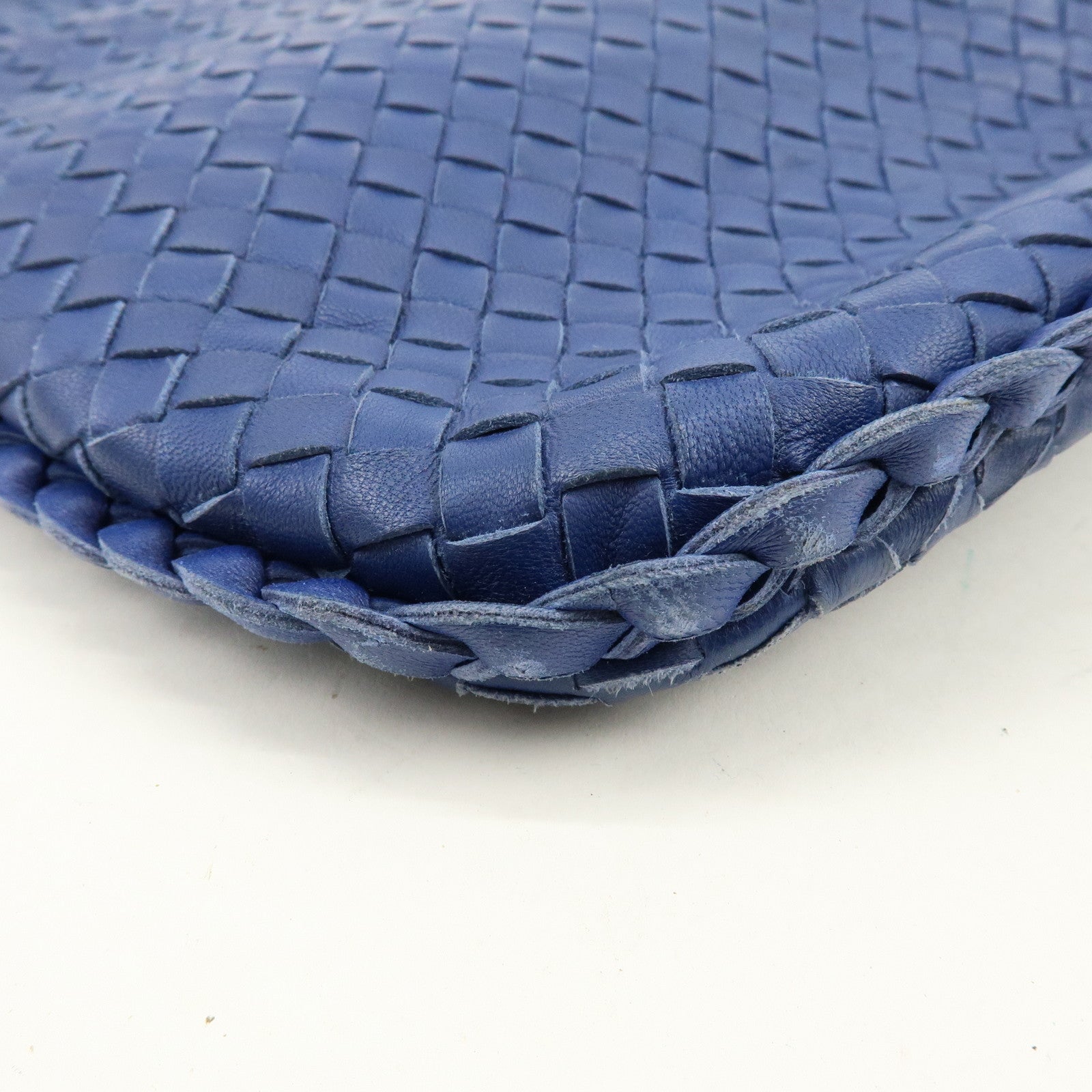 BOTTEGA VENETA Hobo Intrecciato Leather Shoulder Bag Blue 115654