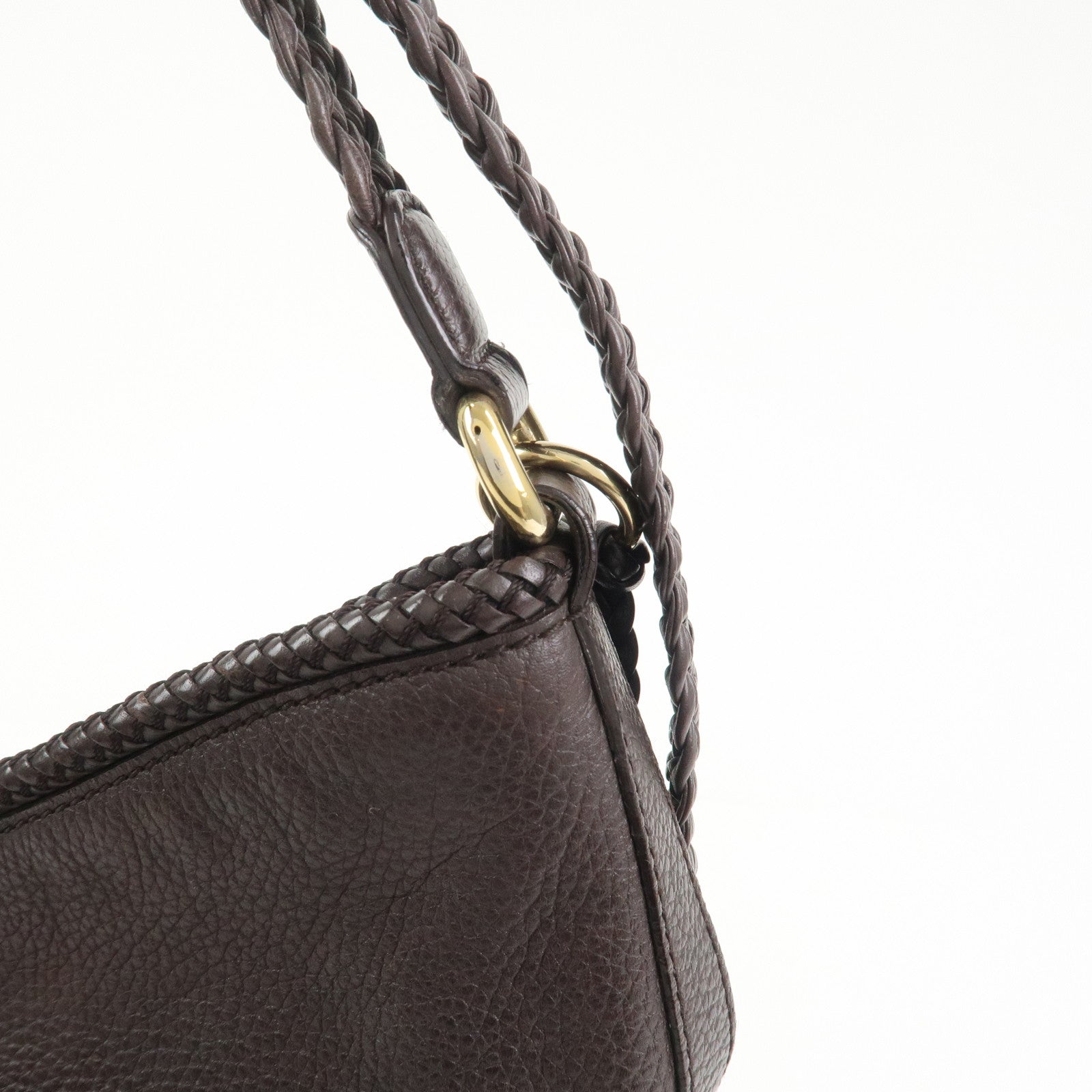 GUCCI Logo Leather Shoulder Bag Tote Bag Brown 336659