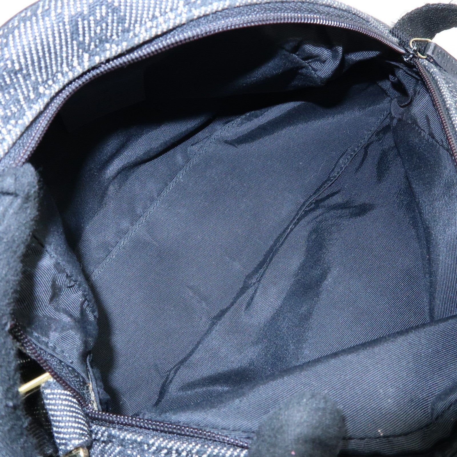 GUCCI Half Moon GG Denim Shoulder Bag Hand Bag Black 90781