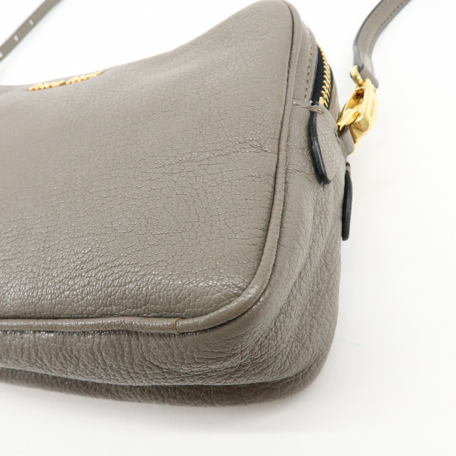 MIU MIU Madras Leather Shoulder Bag Crossbody Bag Gray
