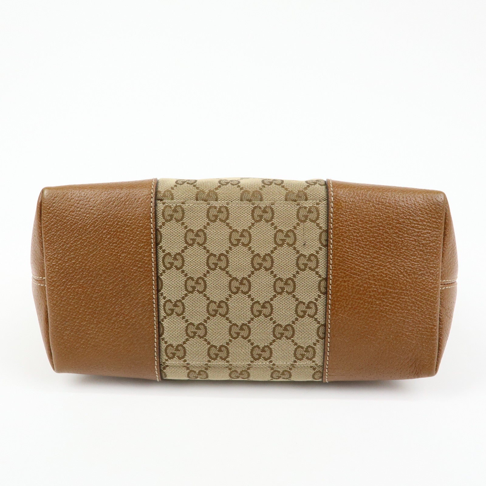 GUCCI Interlocking G GG Canvas Leather Hand Bag Beige Brown 353120