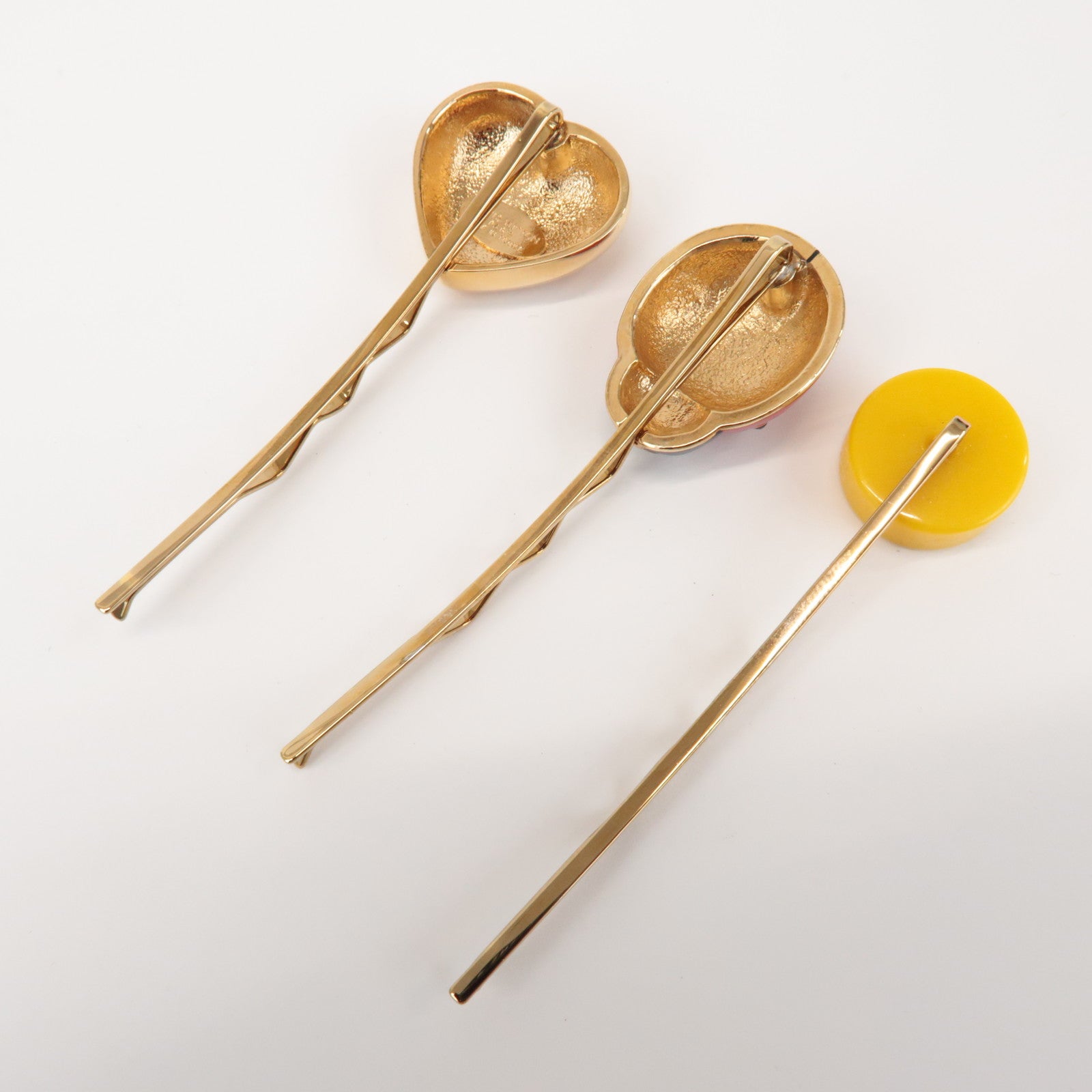 Louis Vuitton Set of 3 Plastic Metal Hair Pin Red Yellow M92349