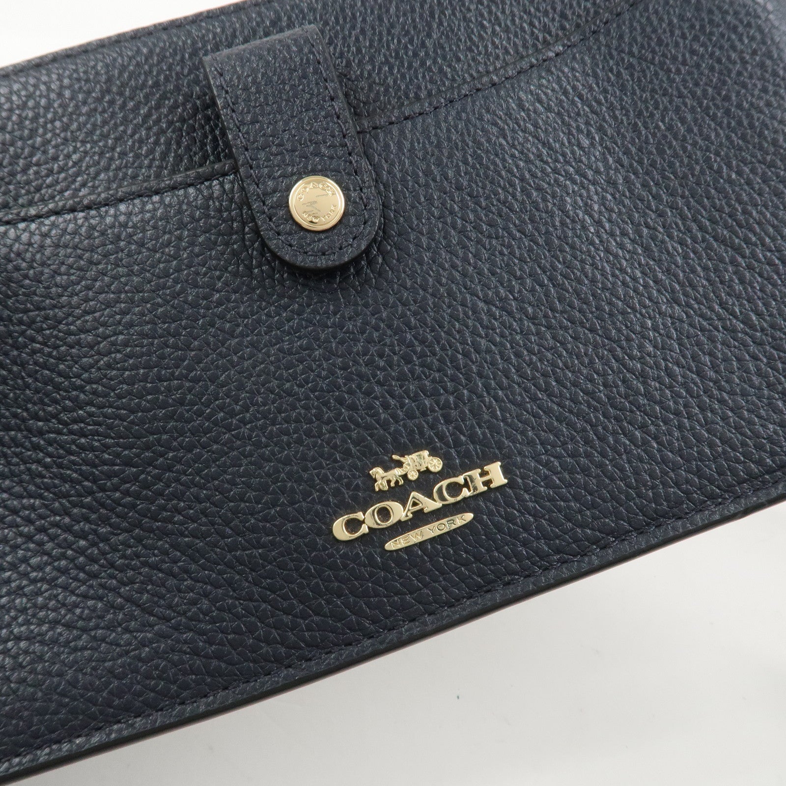 COACH Logo Leather Shoulder Bag Crossbody Bag Navy