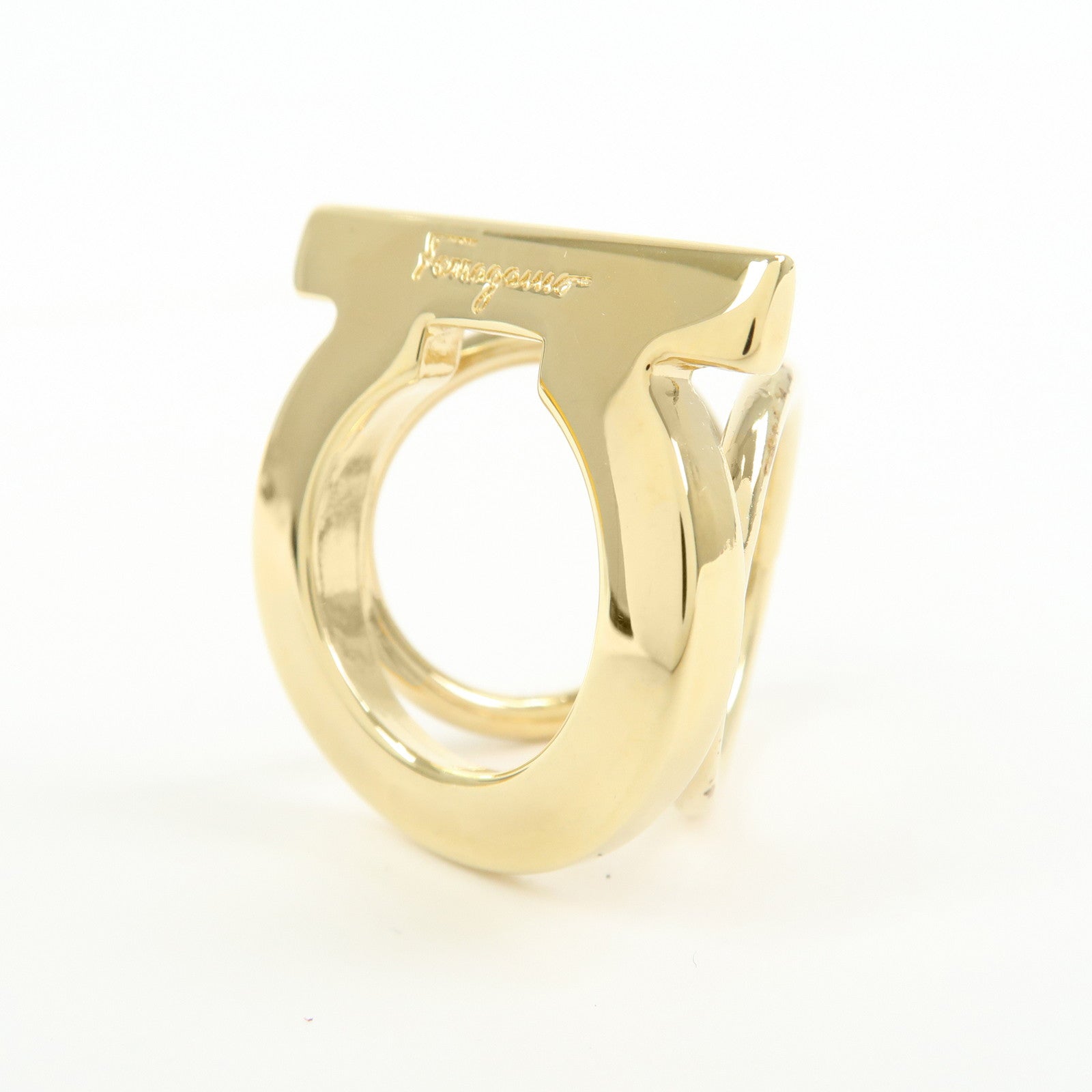 Ferragamo Gancini Metal Scarf Ring Scarf Accessory Gold