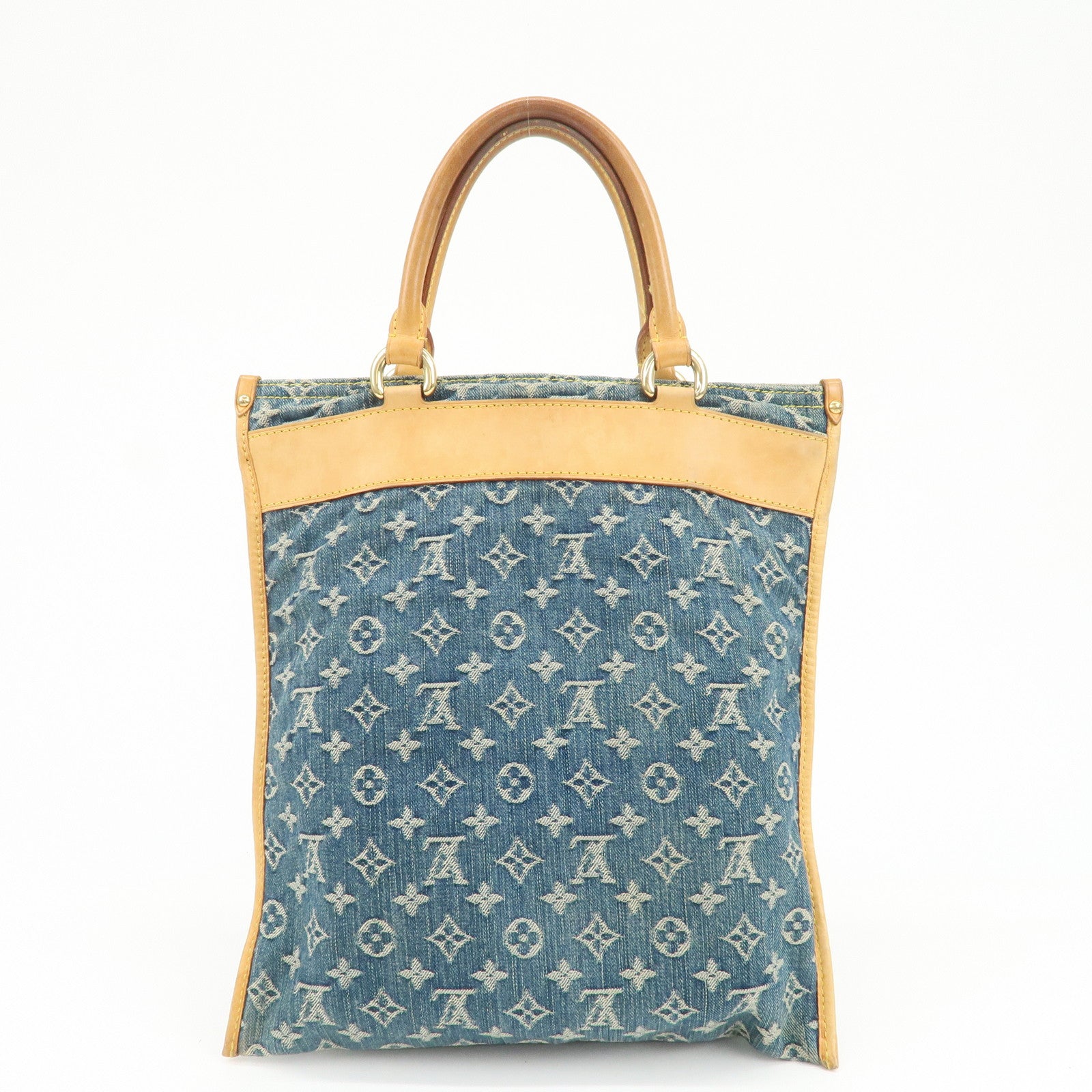 Louis Vuitton Monogram Denim Flat Shopper Tote Bag Blue M95018