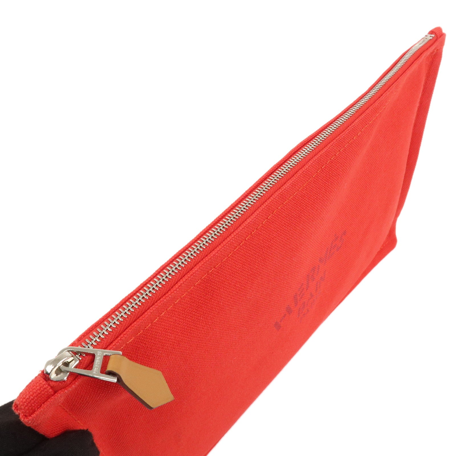HERMES Yachting GM Canvas Flat Pouch Cosmetic Pouch Rouge