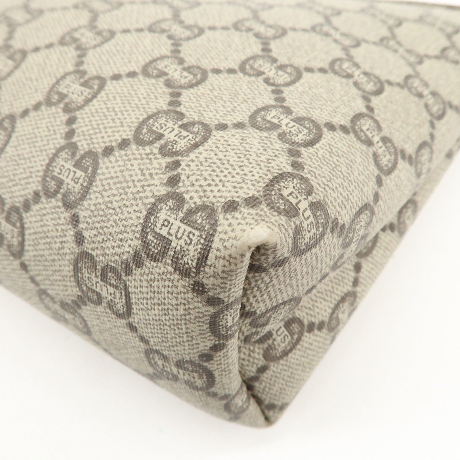 GUCCI GG Plus PVC Leather Clutch Bag Second Bag Beige Brown Used