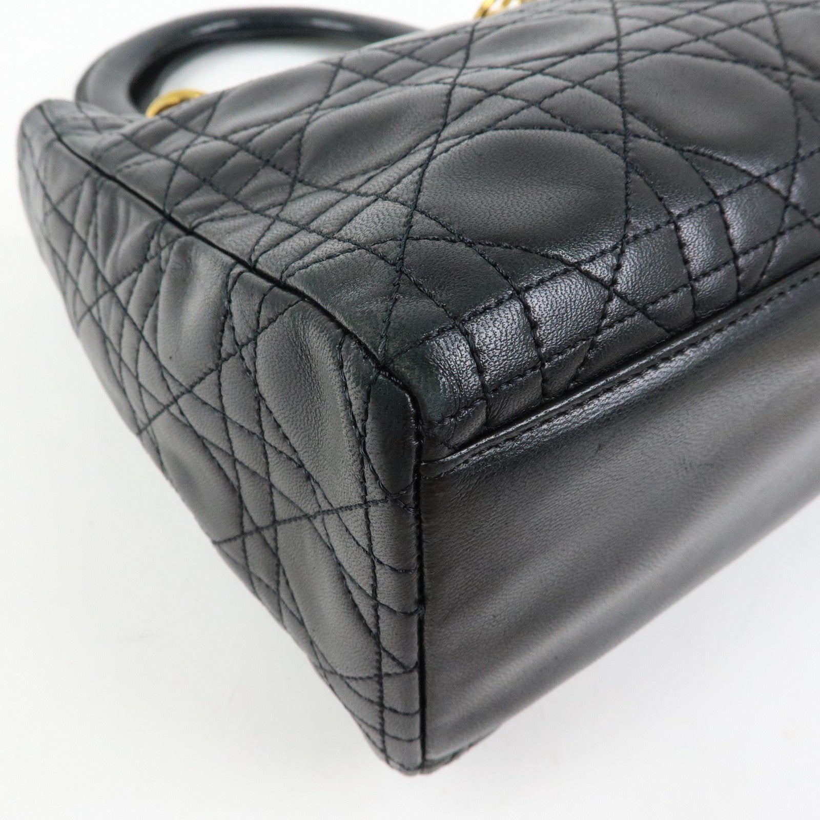 Christian Dior Lady Dior Leather 2Way Bag Hand Bag Black