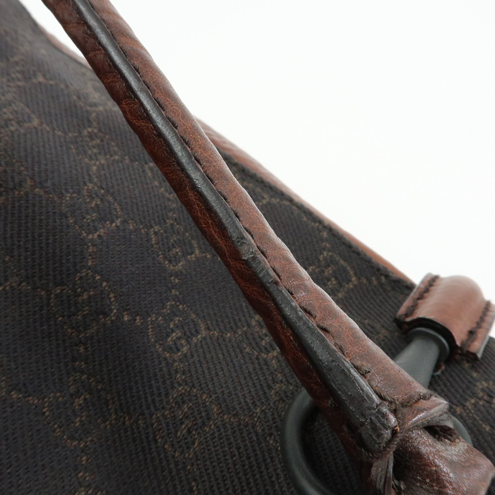 GUCCI Horsebit GG Canvas Leather Tote Bag Hand Bag Brown 101971