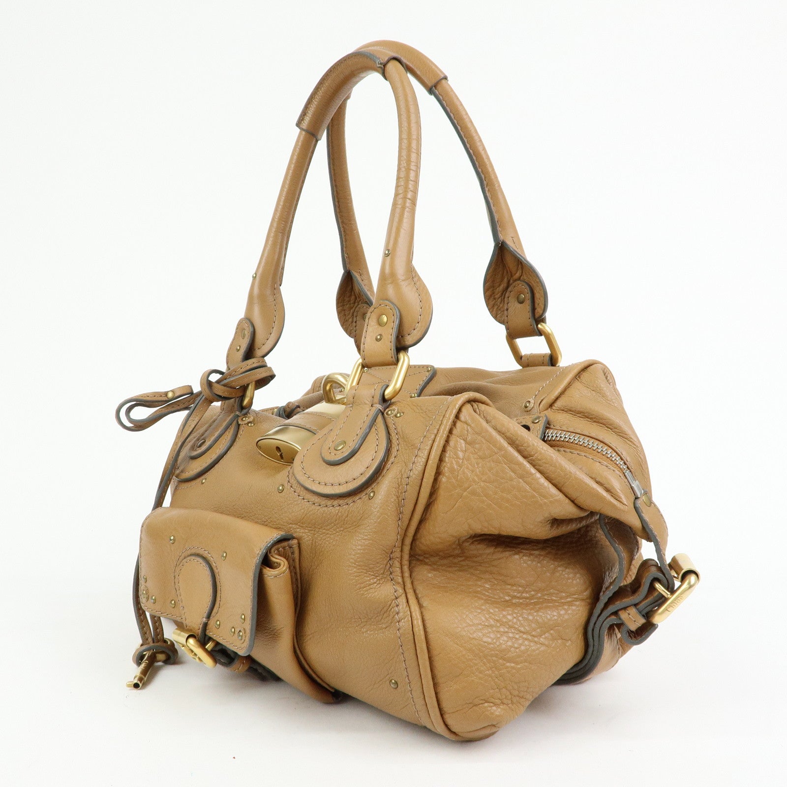 Chloe Paddington Leather Shoulder Bag Boston Bag Brown